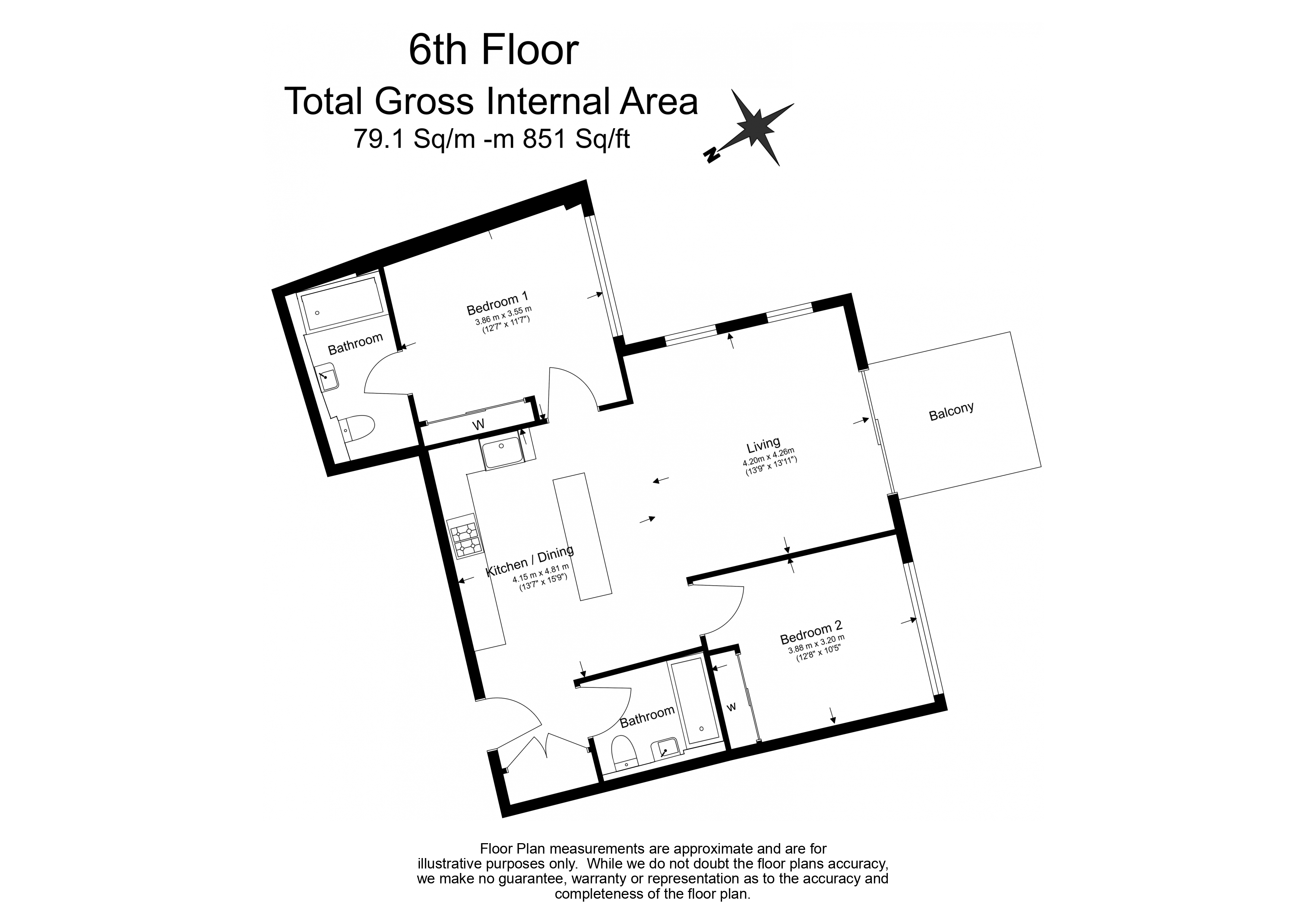 2  bedrooms flat to rent in Walton Clarke House, Brigade Court, SE1-Floorplan