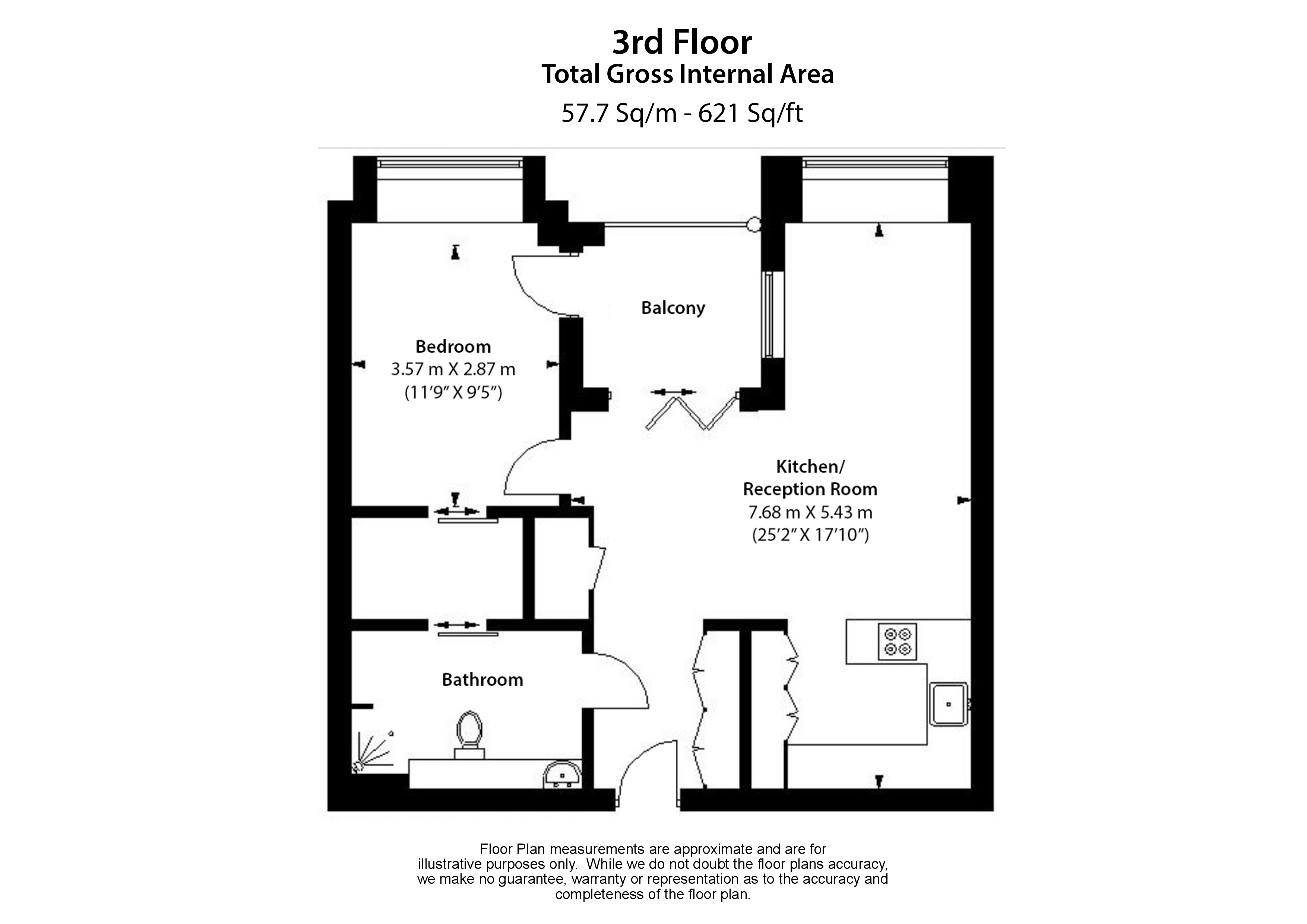 1  bedroom flat to rent in Landmark Place, Water Lane, EC3R-Floorplan