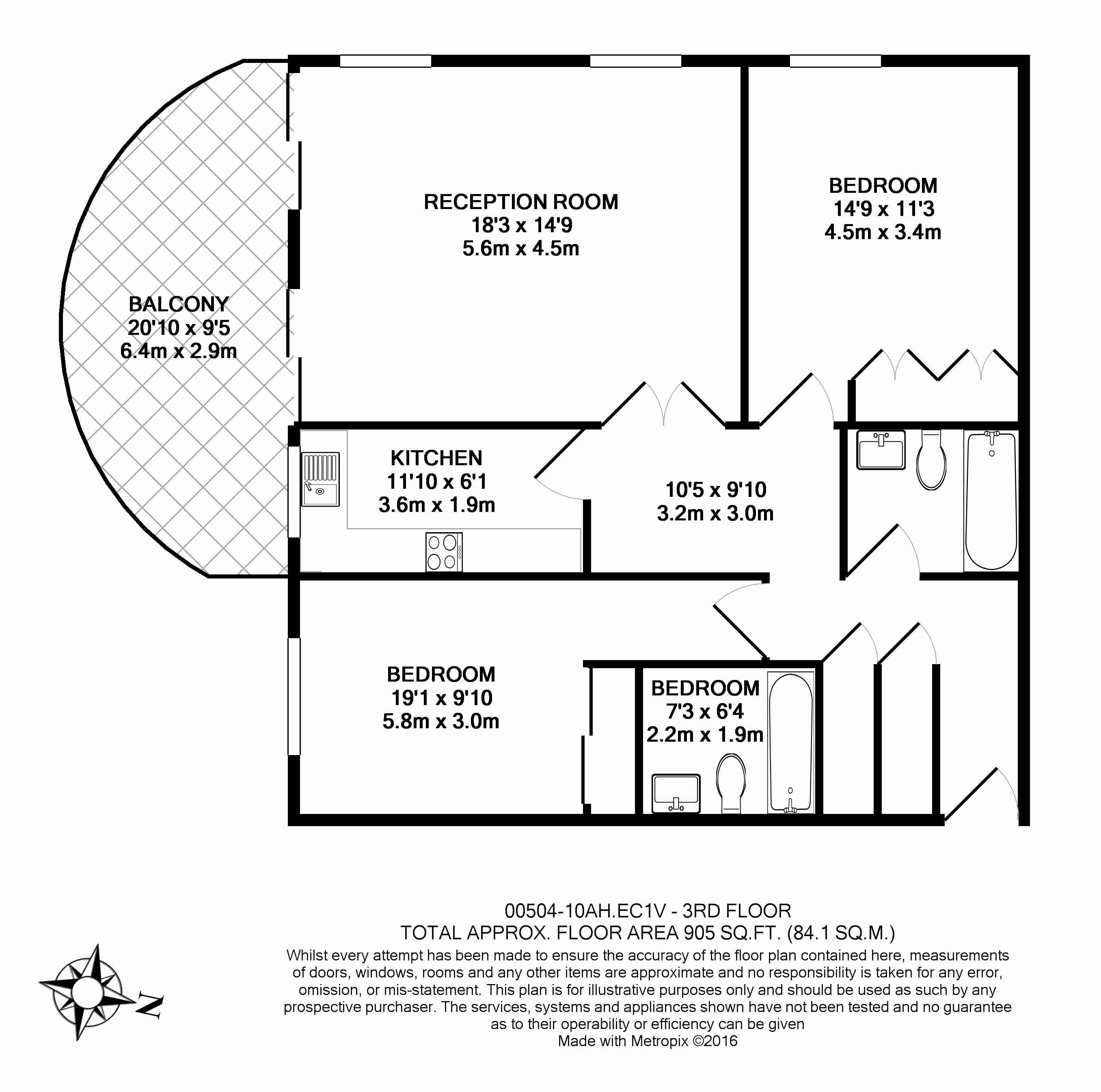 2  bedrooms flat to rent in Angel Southside, Owen Street, EC1V-Floorplan
