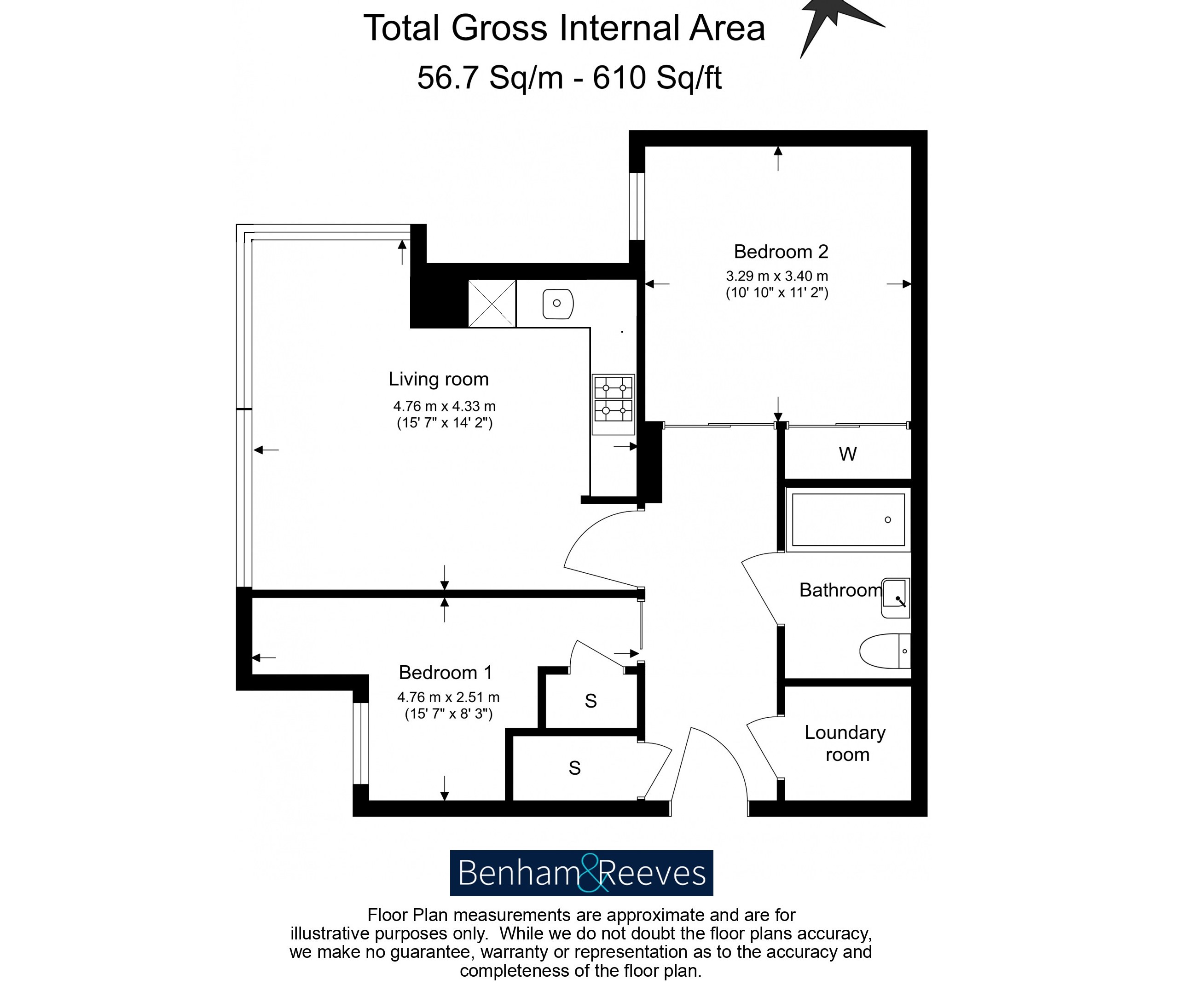 2  bedrooms flat to rent in City Road, Islington, EC1V-Floorplan