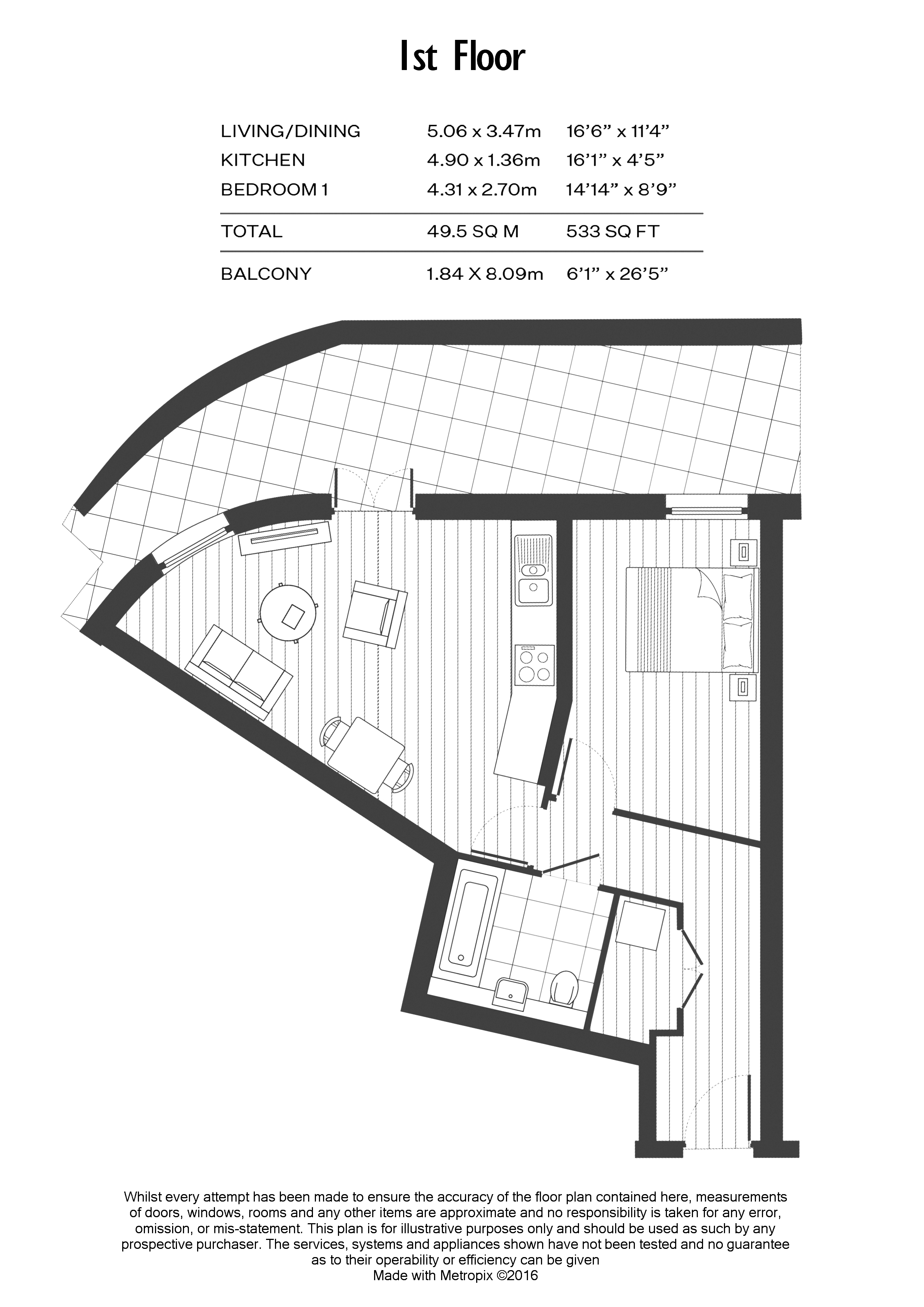 1 bedroom flat to rent in Islington Square, Islington, N1-Floorplan