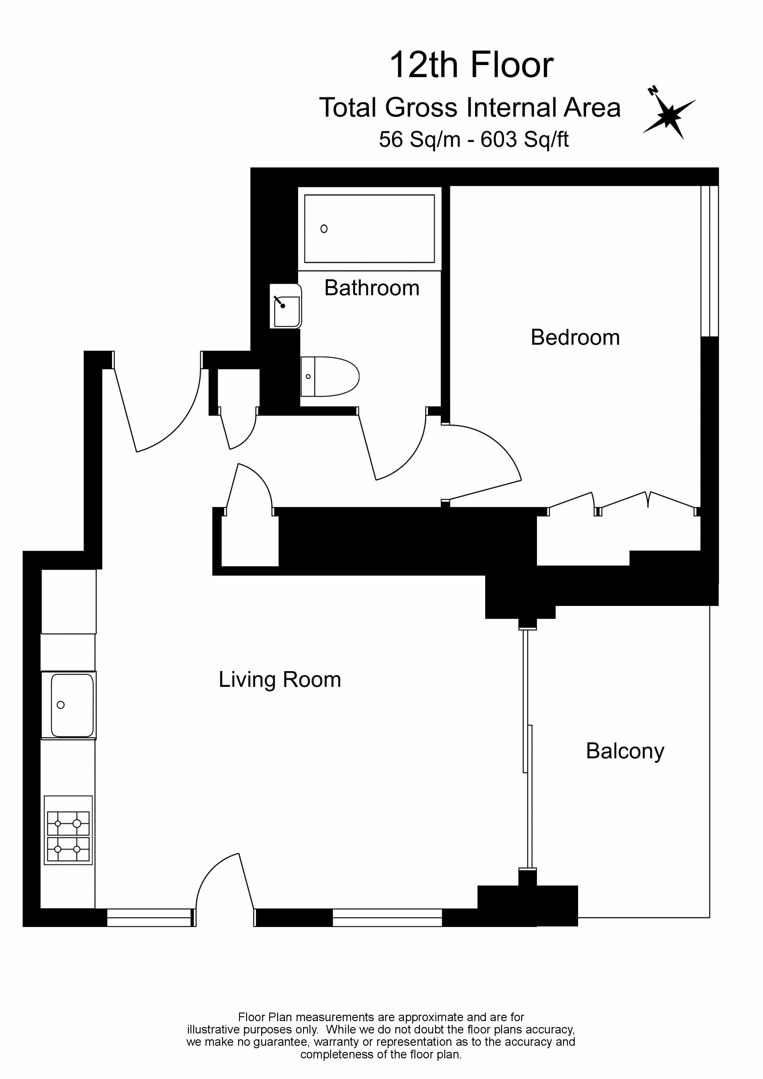 1  bedroom flat to rent in Jasper Walk, Shoreditch, N1-Floorplan