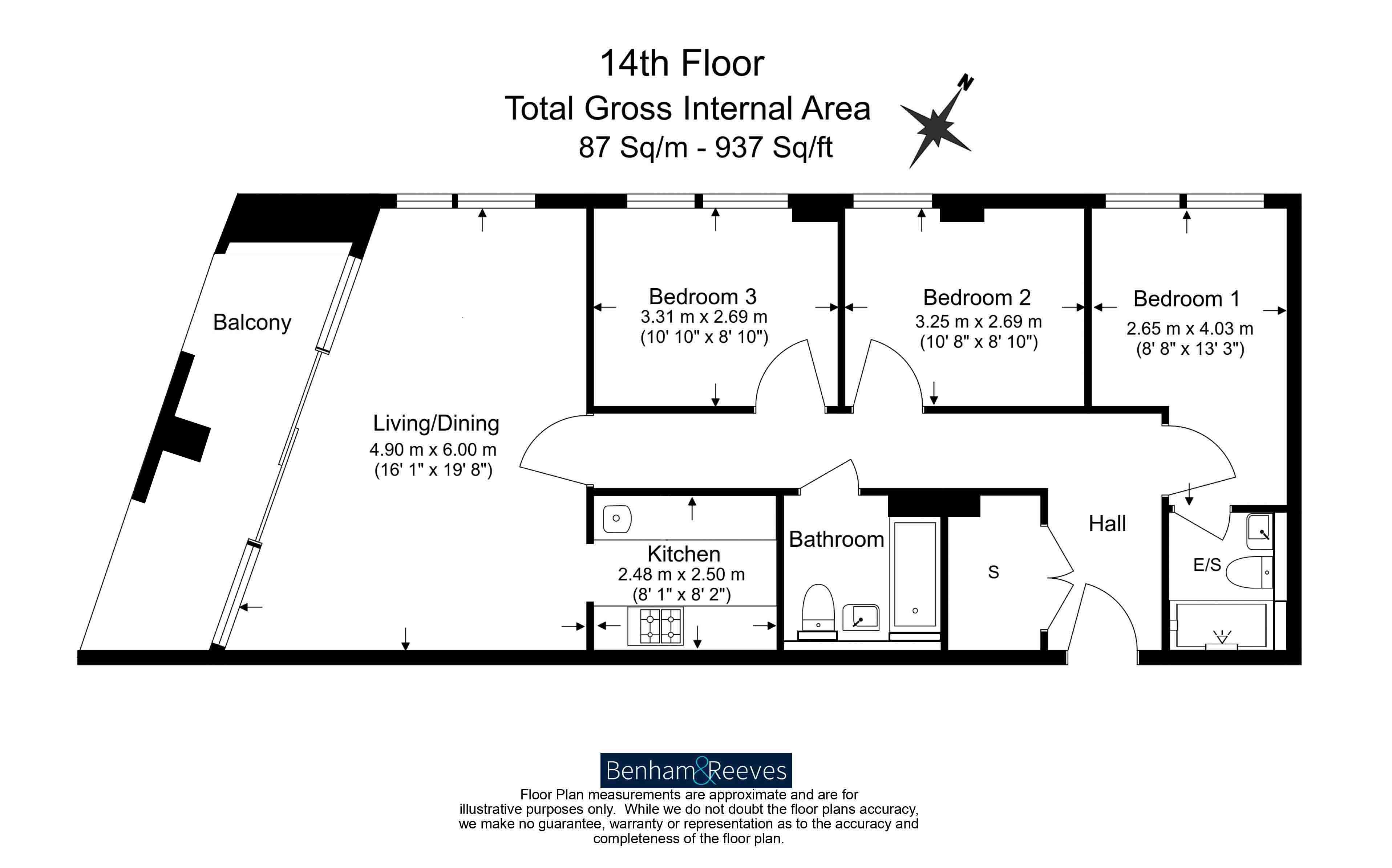 3  bedrooms flat to rent in Talisman Tower, Lincoln Plaza, E14-Floorplan