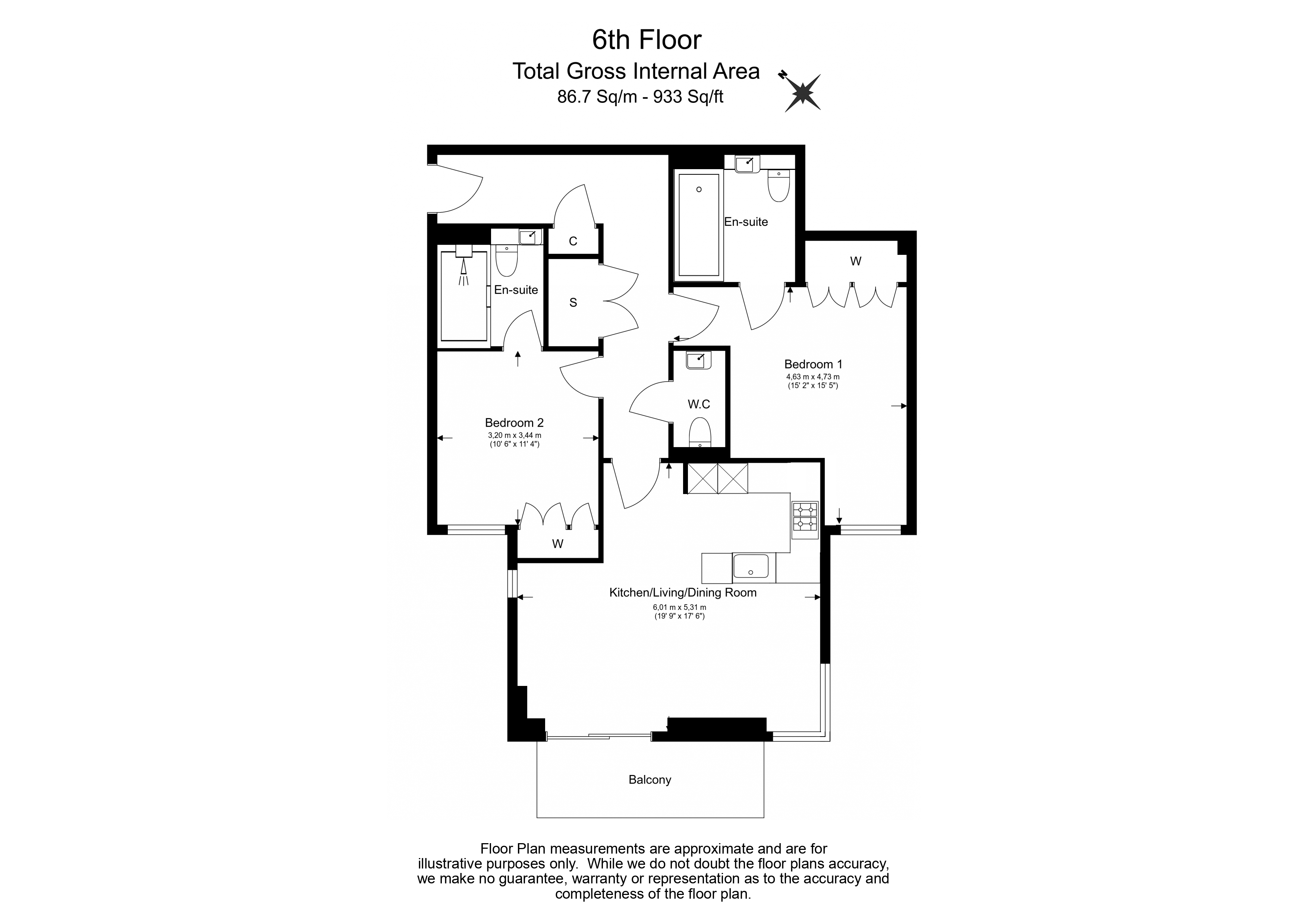 2  bedrooms flat to rent in City Road, Shoreditch, EC1V-Floorplan