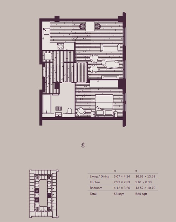 1  bedroom flat to rent in Esther Anne Place, Shoreditch, N1-Floorplan