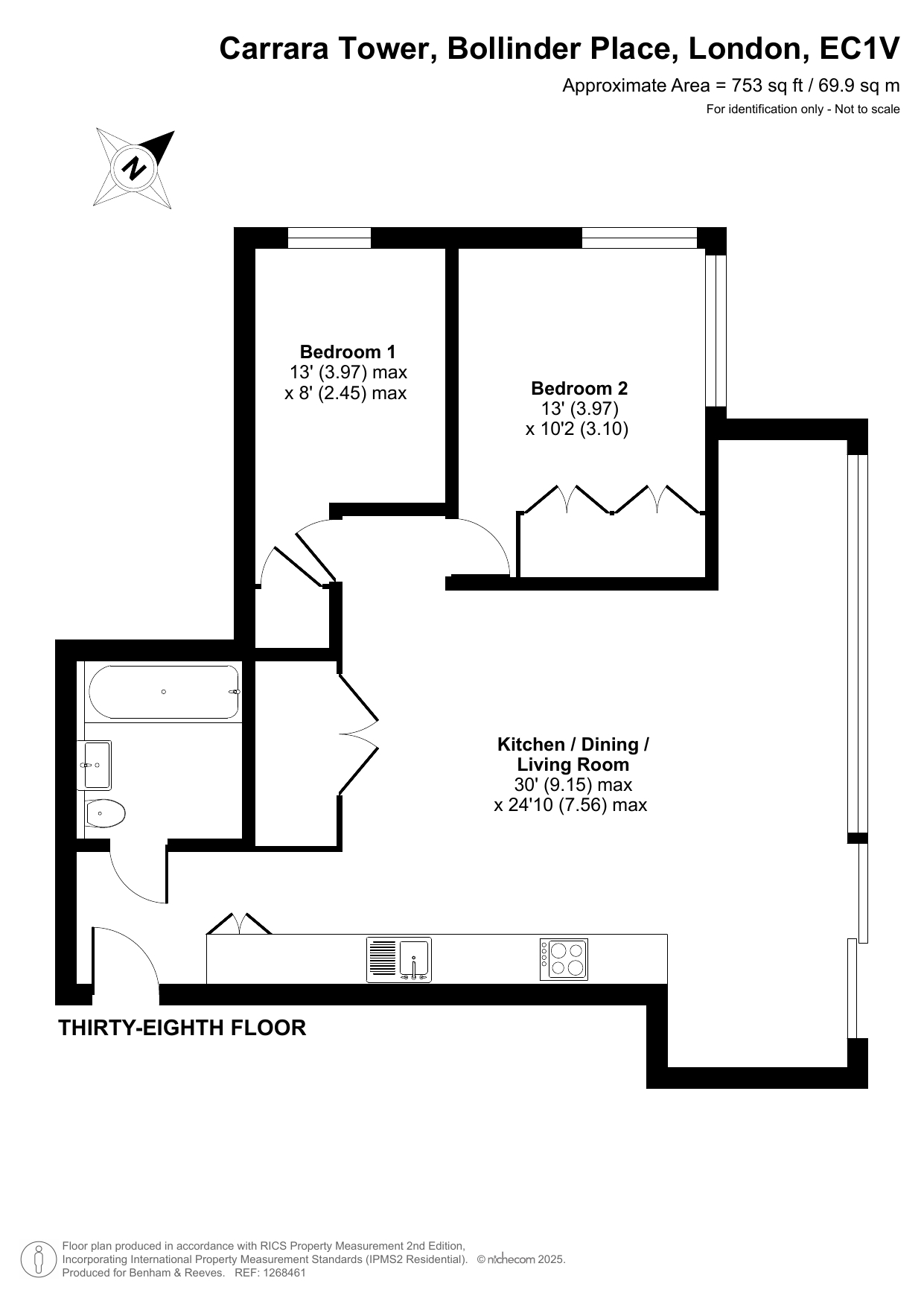 2  bedrooms flat to rent in Carrara Tower, Bollinder Place, EC1V-Floorplan