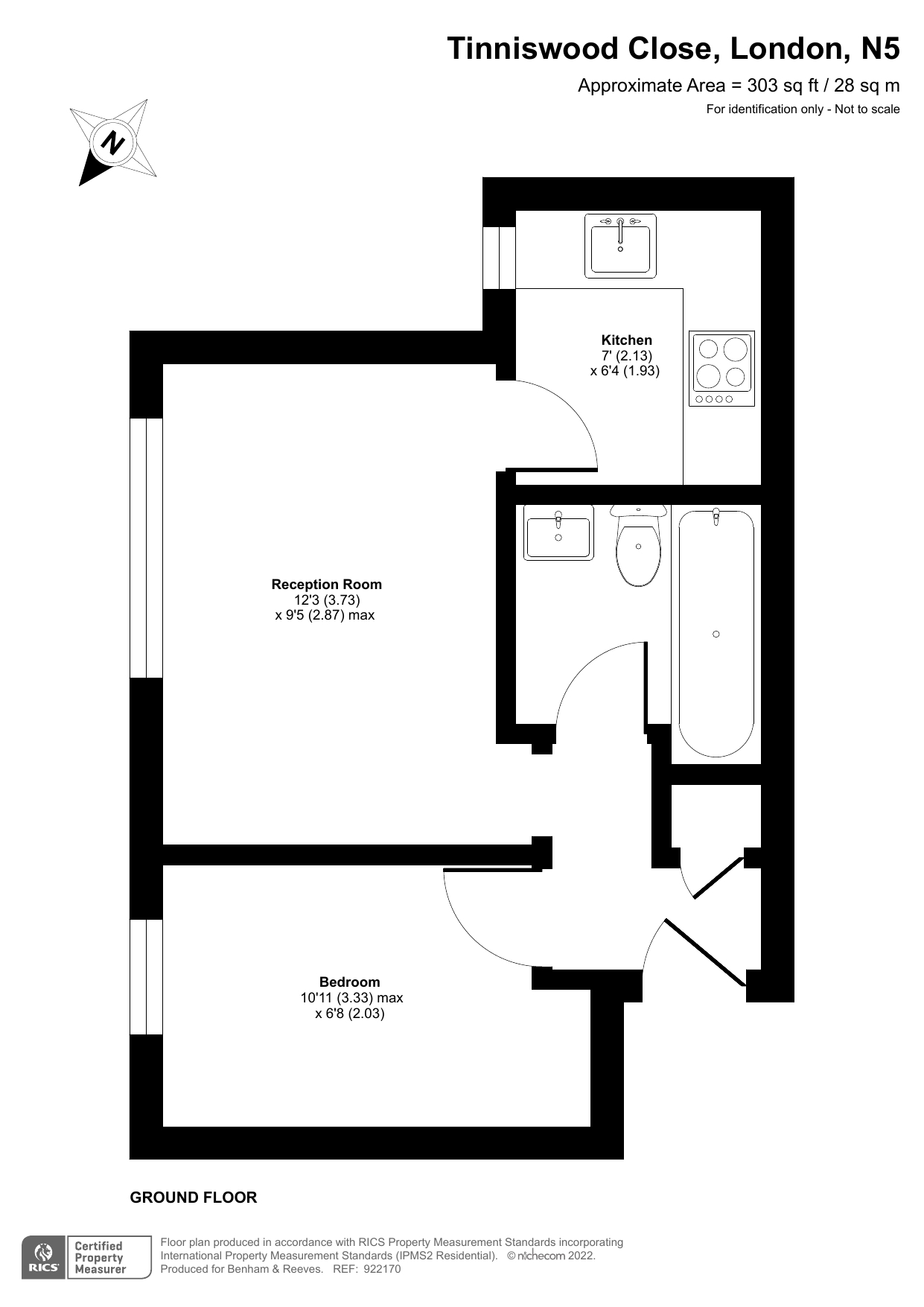 1  bedroom flat to rent in Tinniswood Close, Drayton Park, N5-Floorplan
