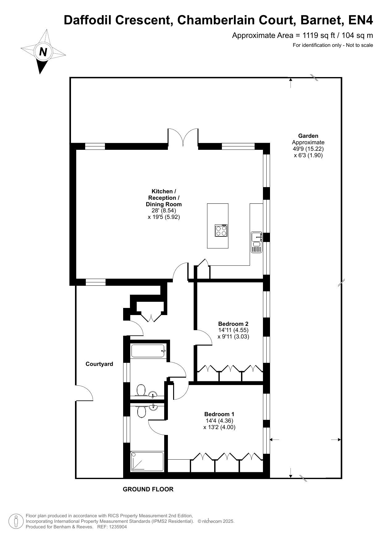 2  bedrooms flat to rent in Daffodil Crescent, Barnet, EN4-Floorplan