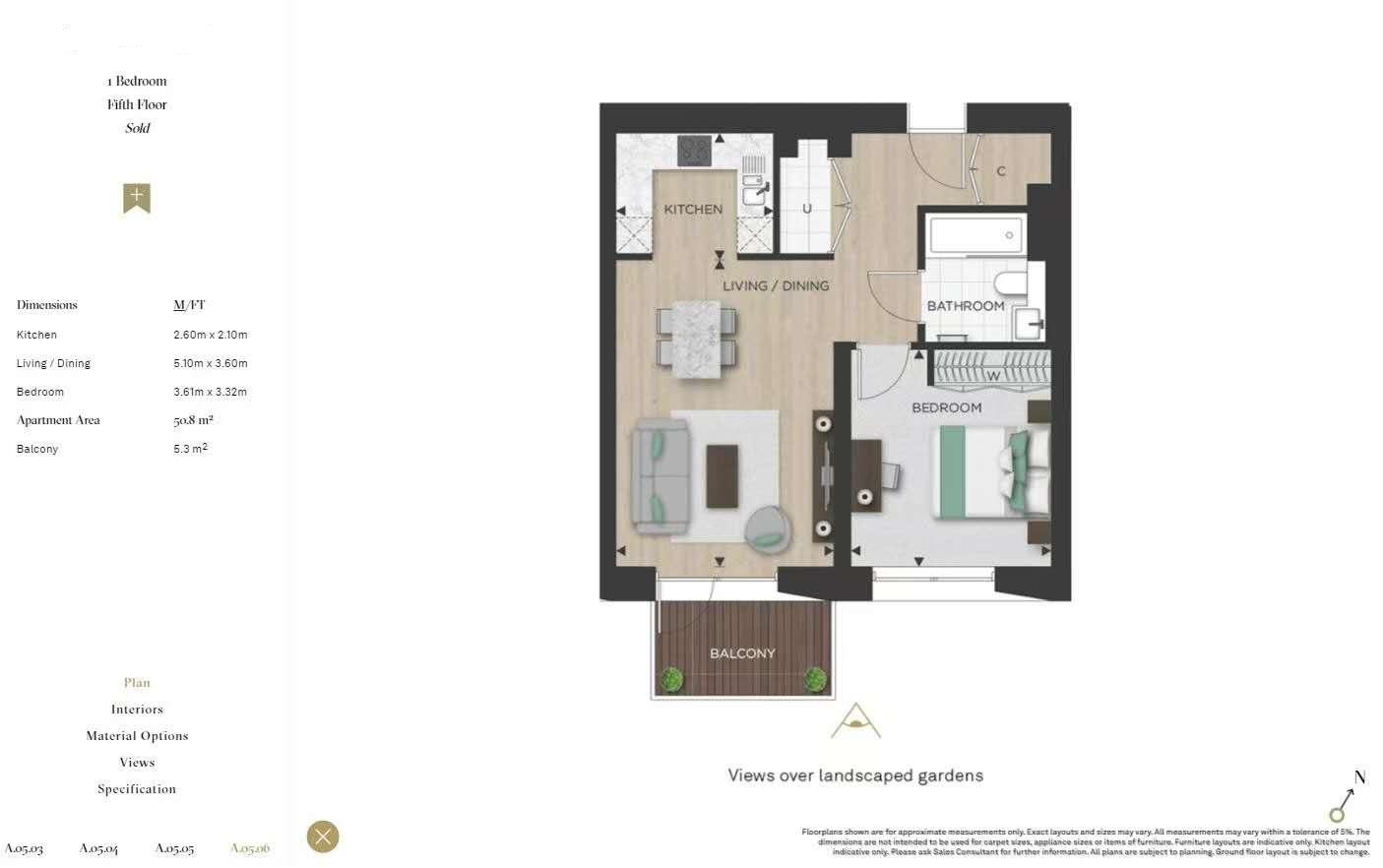 1 bedroom  for sale in Damsel Grove, Woodberry Down, N4-Floorplan