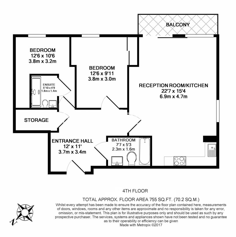 2  bedrooms flat to rent in Station Approach, Hayes, UB3-Floorplan