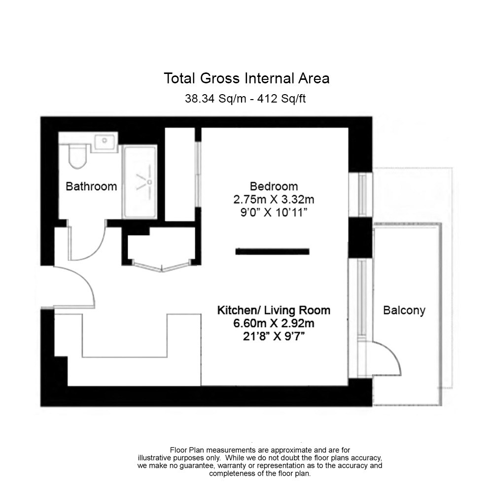 1  bedroom flat to rent in Accolade Avenue, Southall, UB1-Floorplan