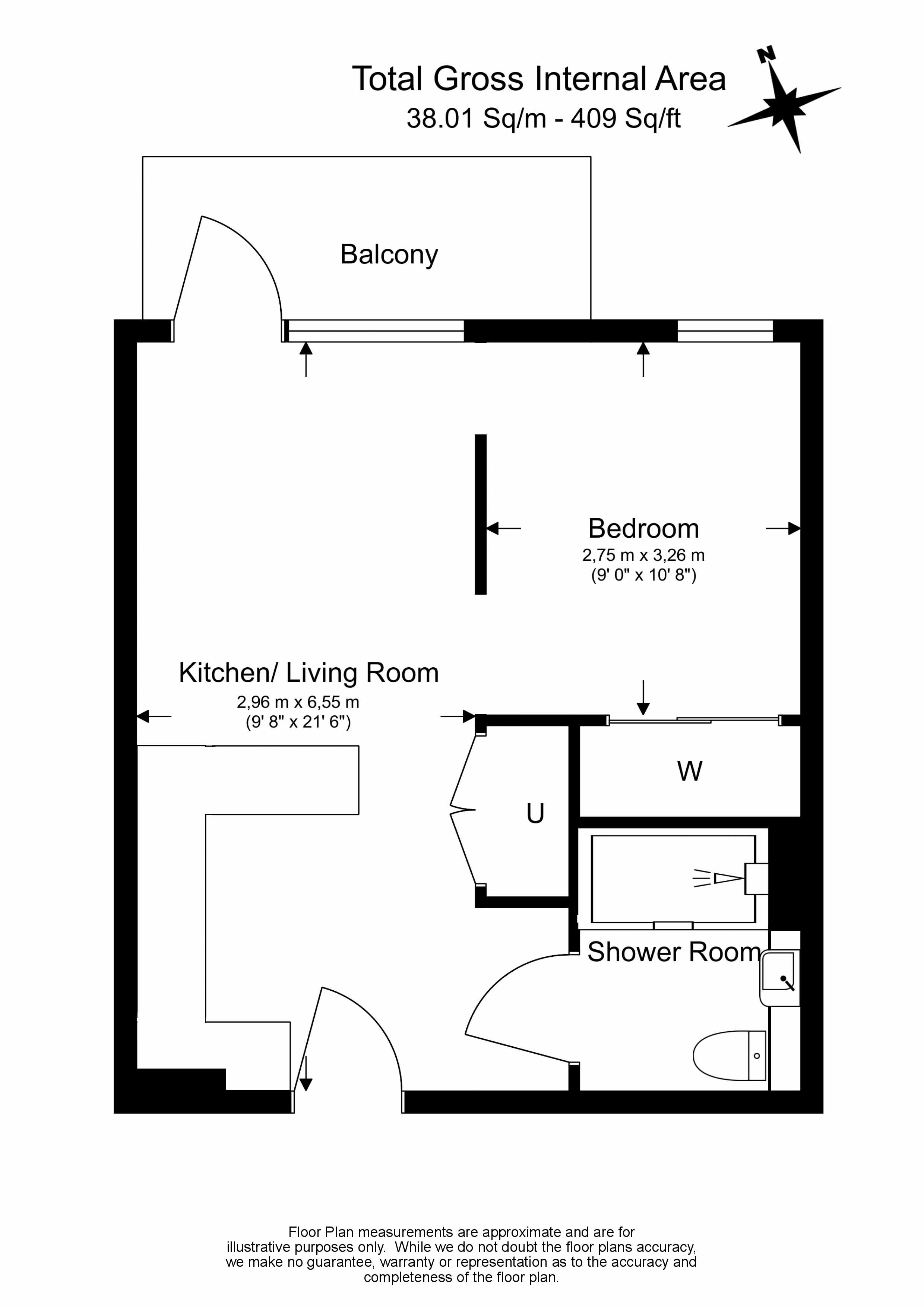1 bedroom flat to rent in Greenleaf Walk, Southall, UB1-Floorplan