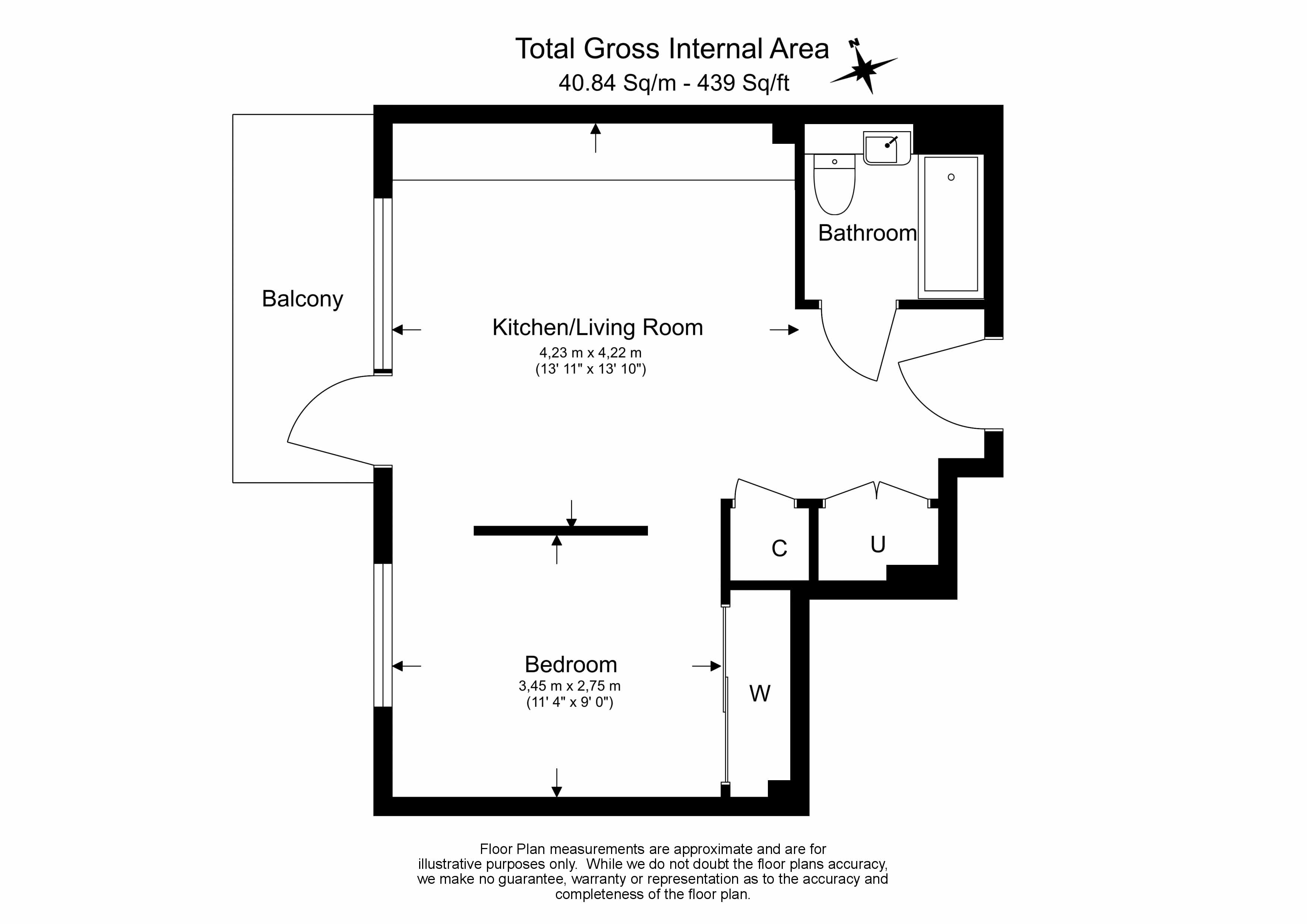 1 bedroom flat to rent in Cedrus Avenue, Southall, UB1-Floorplan