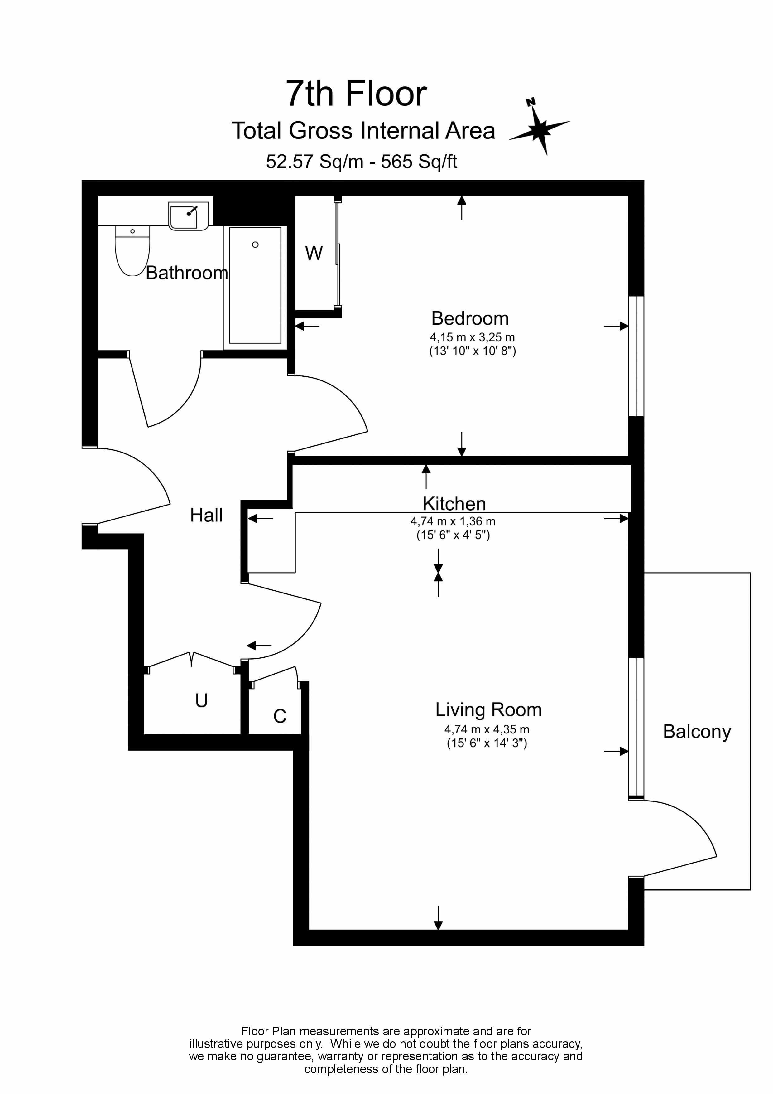 1 bedroom  for sale in Cedrus Avenue, Southall, UB1-Floorplan