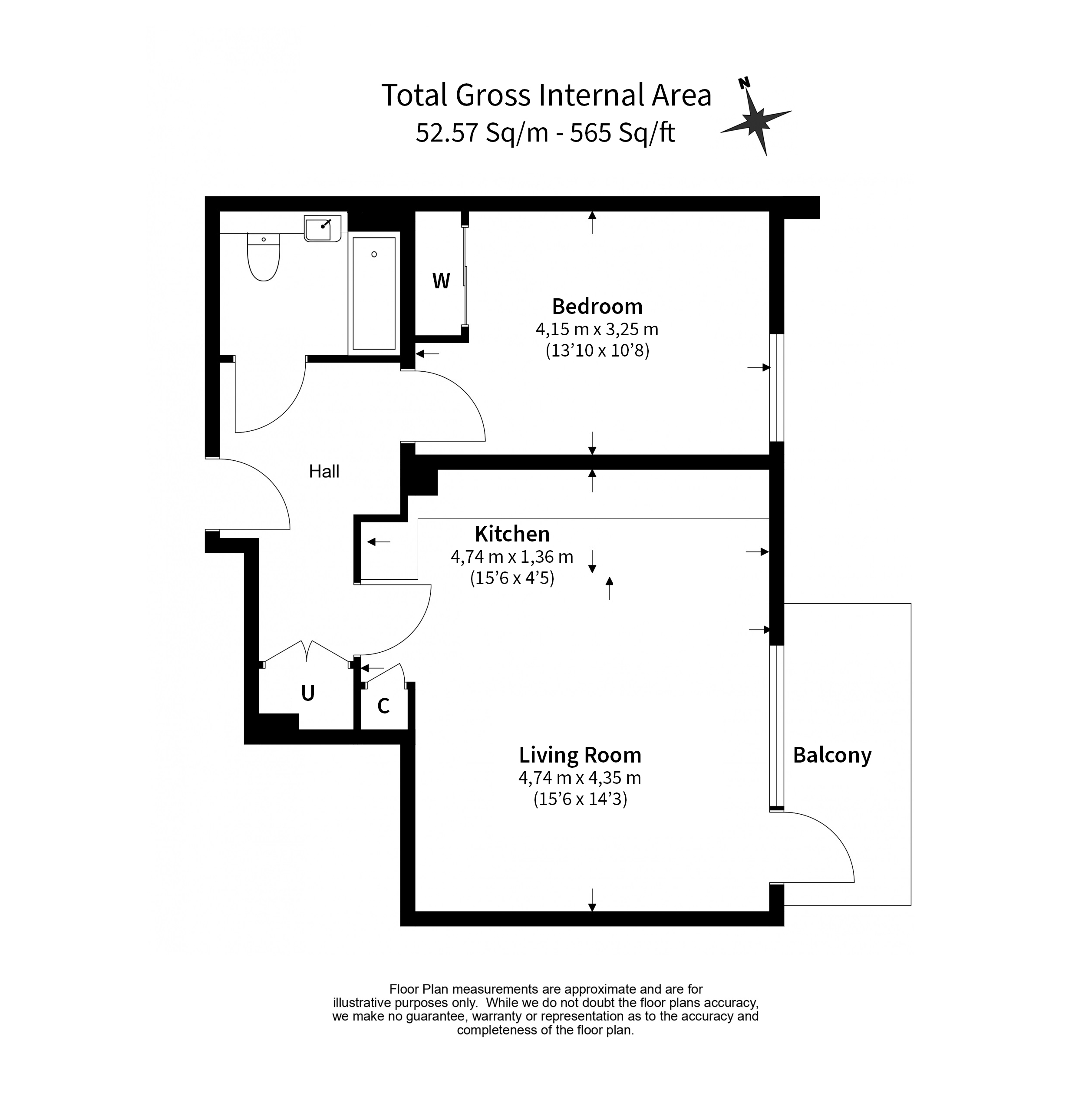 1 bedroom flat to rent in Cedrus Avenue, Southall, UB1-Floorplan