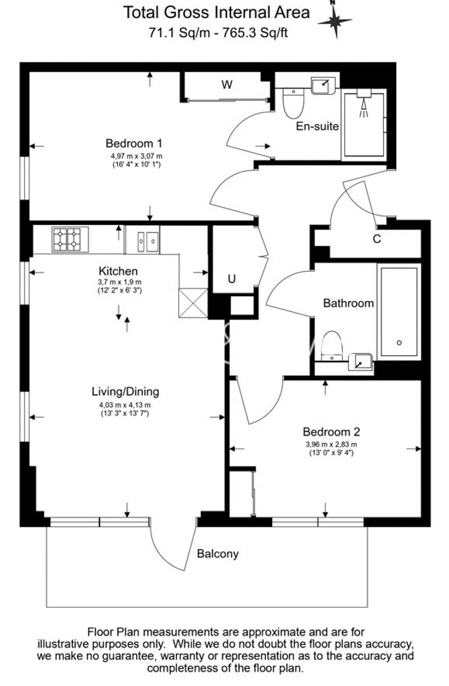 2 bedrooms flat to rent in Cedrus Avenue, Southall, UB1-Floorplan