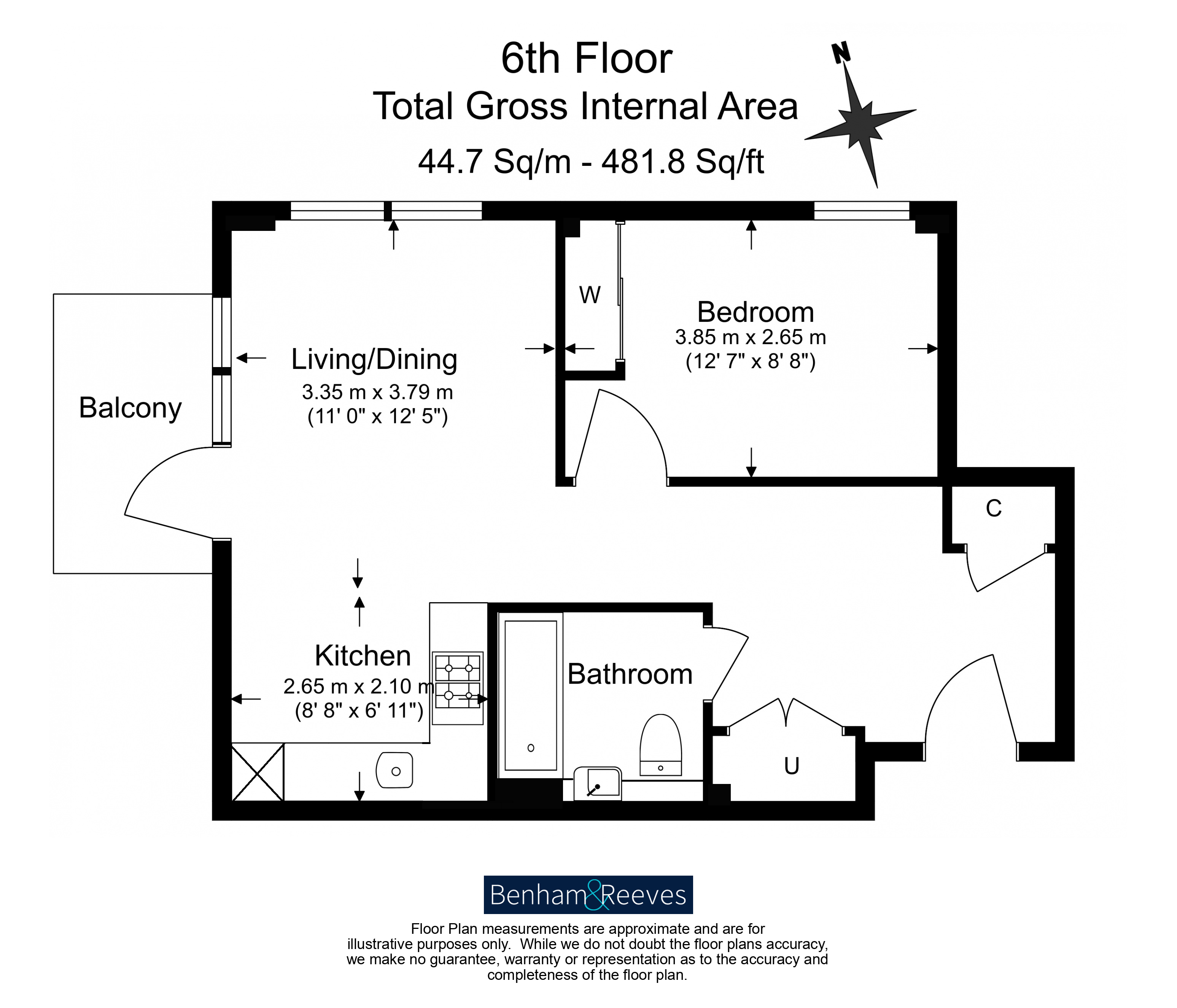 1  bedroom flat to rent in Viola House, Southall, UB1-Floorplan