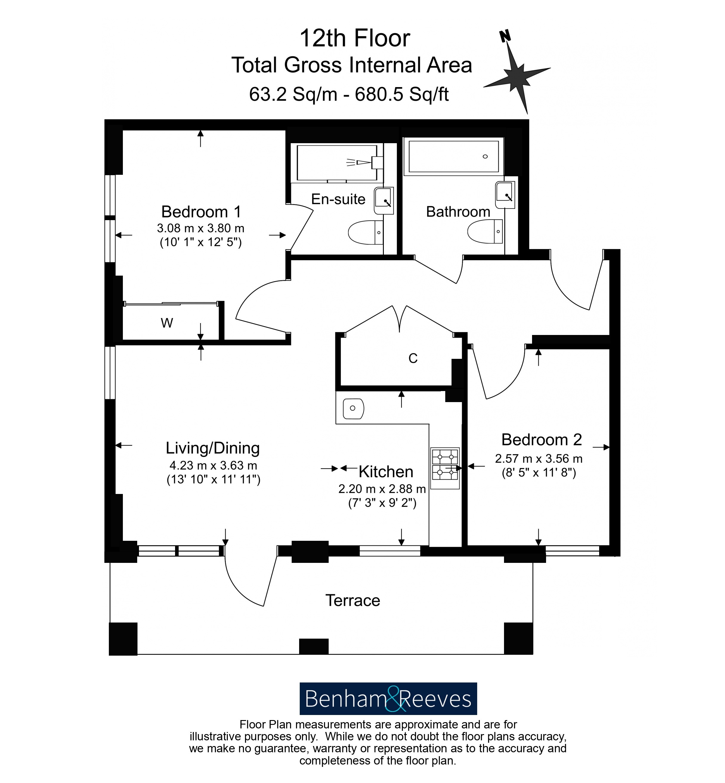 2  bedrooms flat to rent in Viola House, Greenleaf Walk, UB1-Floorplan