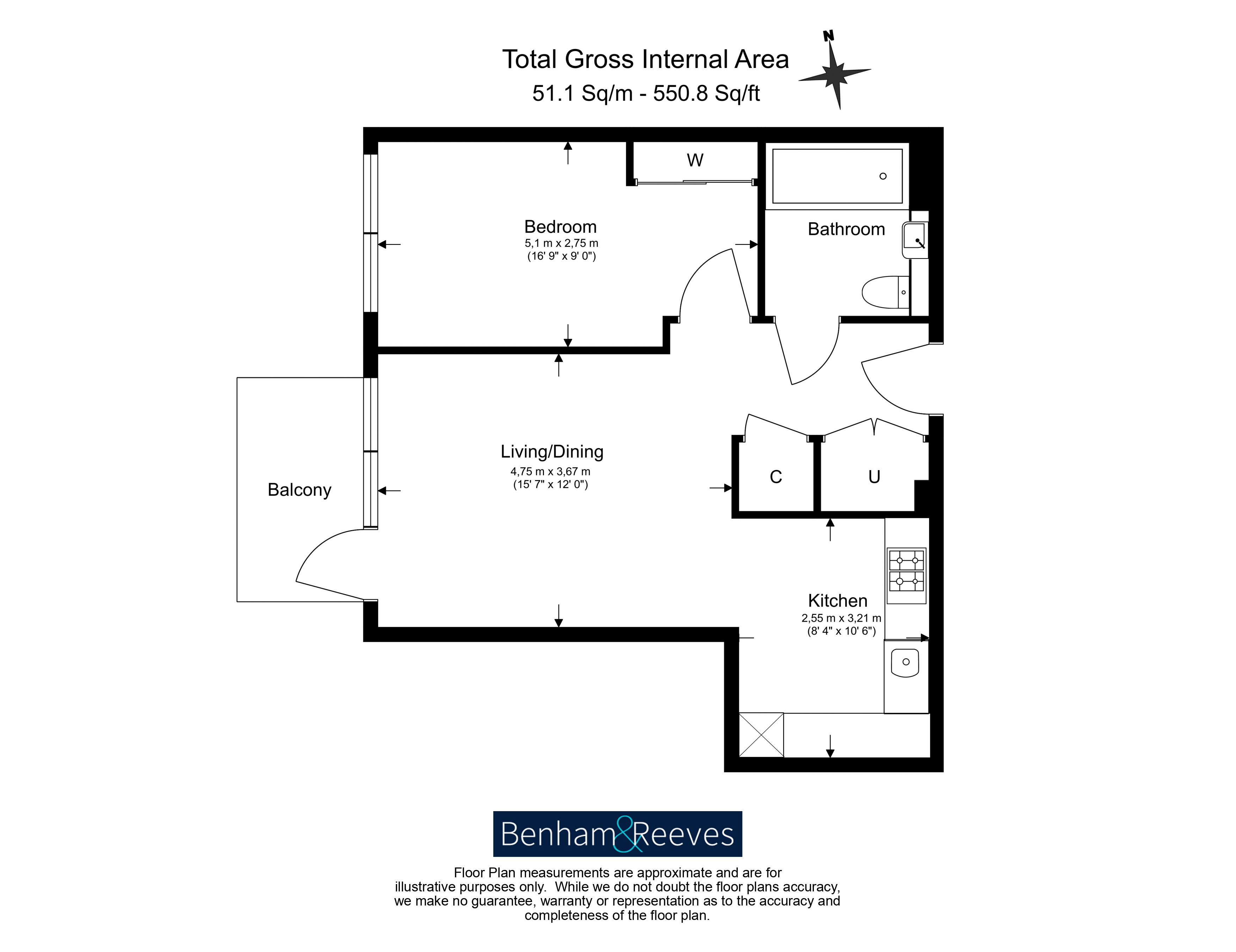 1  bedroom flat to rent in Viola House, Greenleaf Walk, UB1-Floorplan