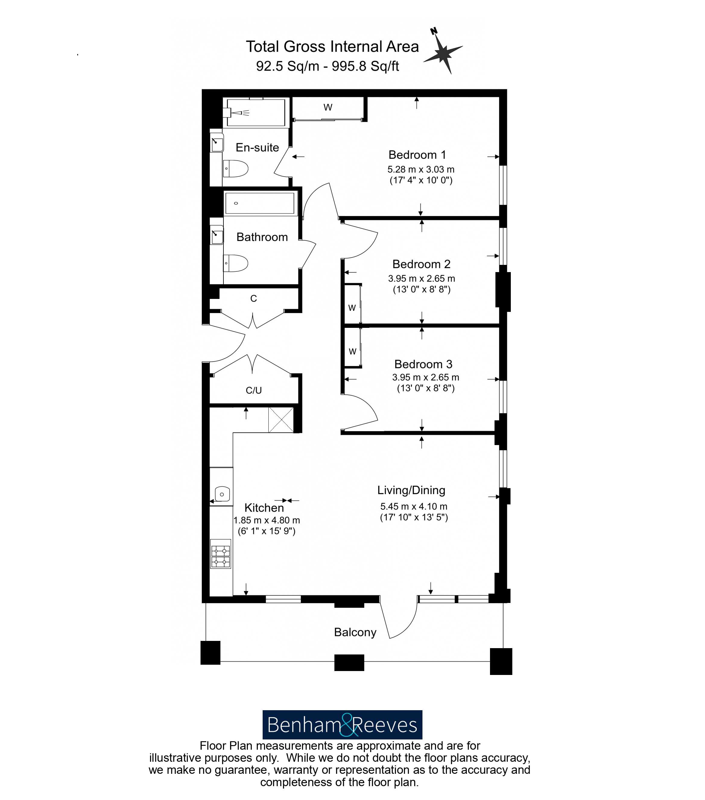 3  bedrooms flat to rent in Greenleaf Walk, Southall, UB1-Floorplan