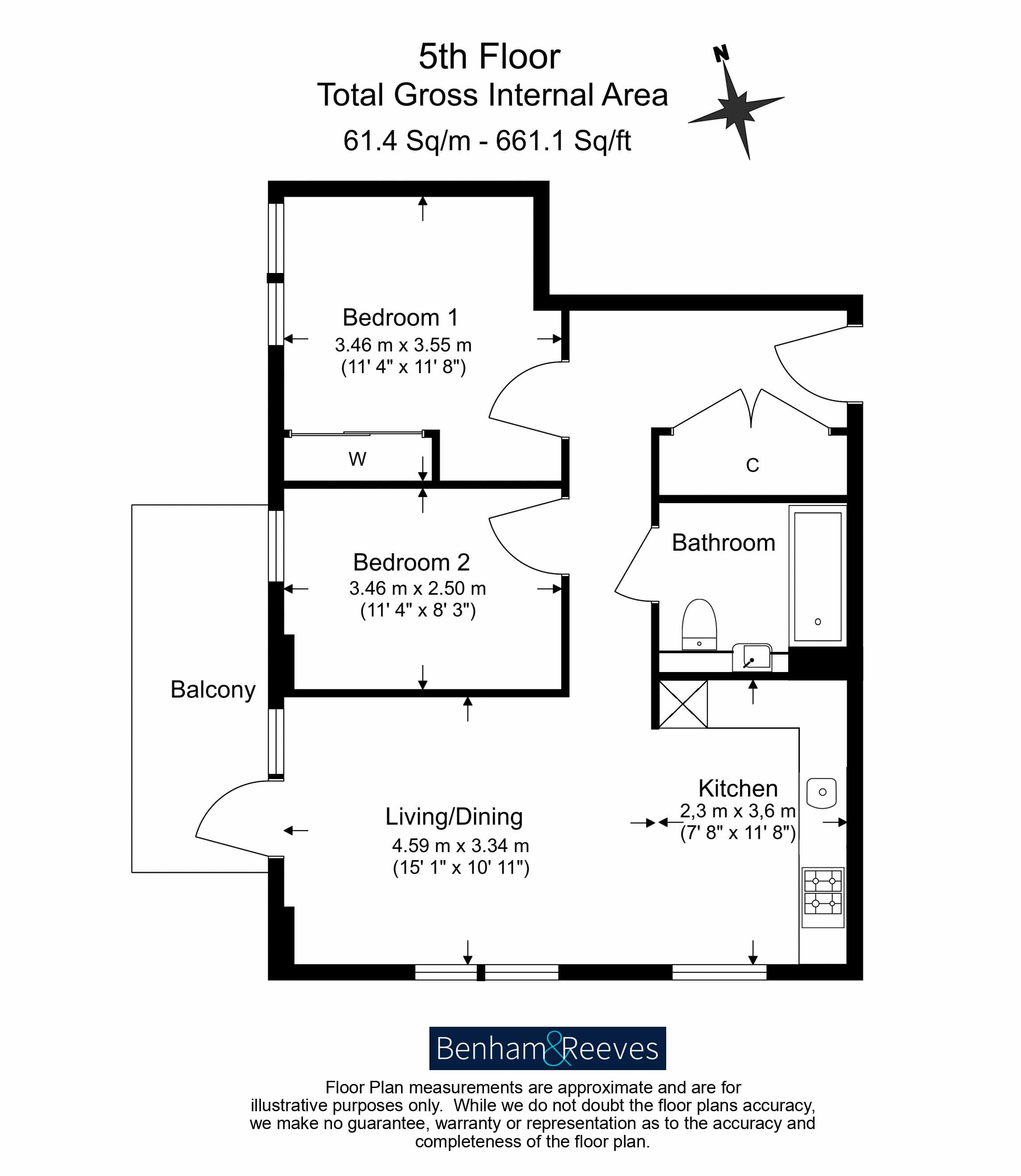 2  bedrooms flat to rent in Rosemary House, Samara Drive, UB1-Floorplan