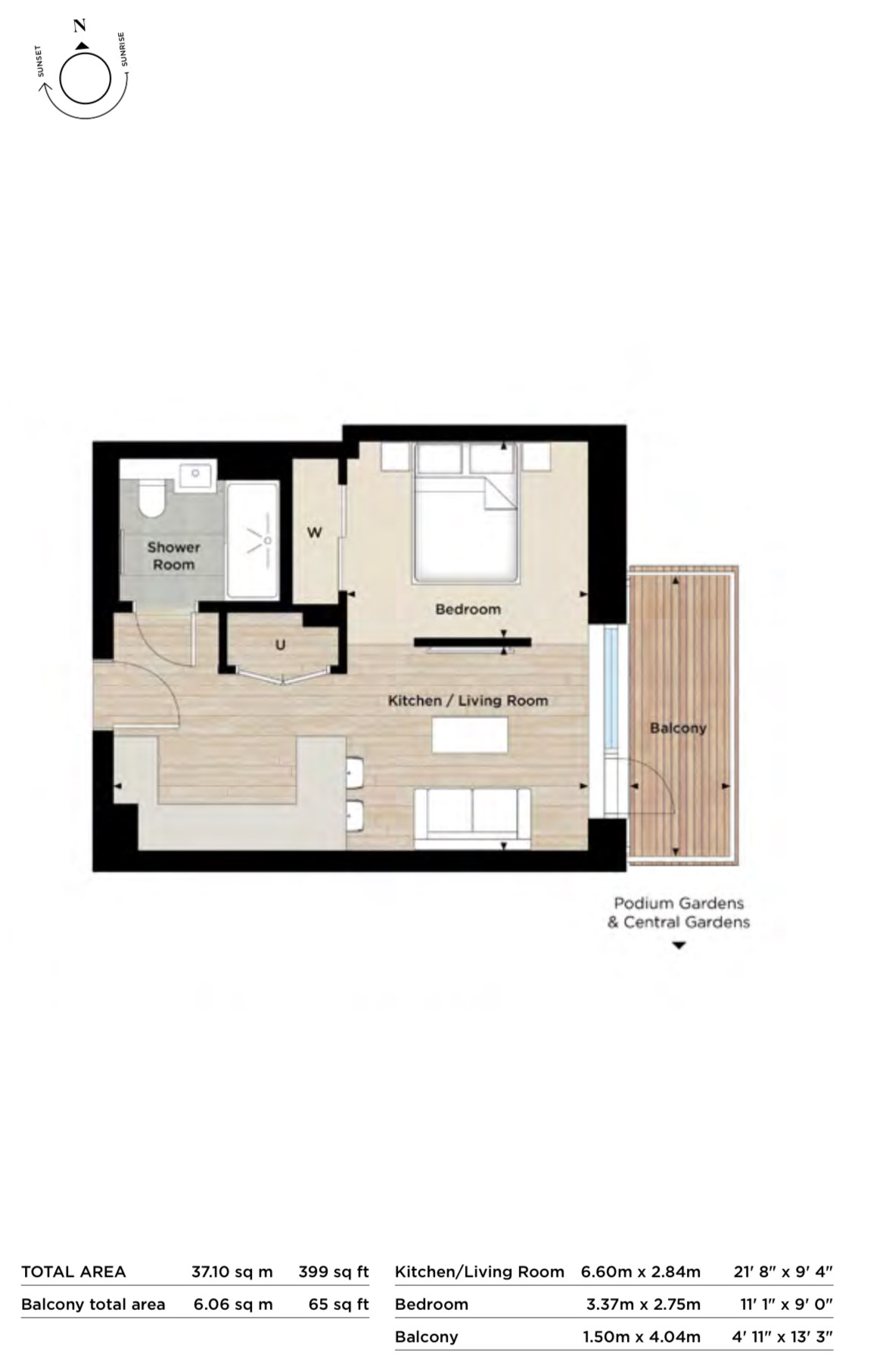 Studio flat to rent in Arber House, Greenleaf Walk, UB1-Floorplan