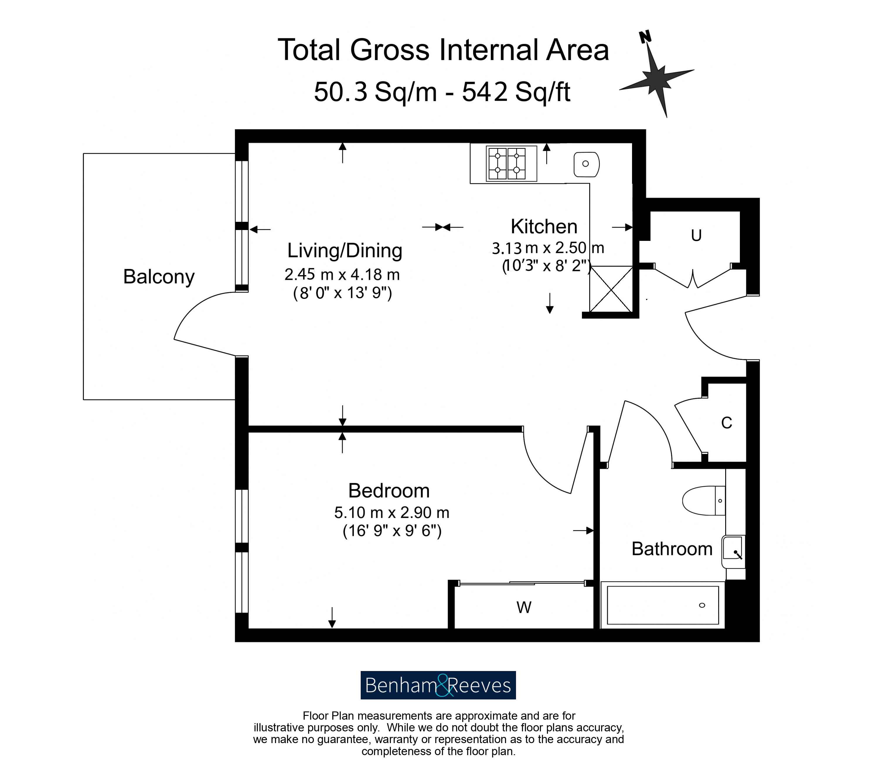 1  bedroom flat to rent in Viola House, Greenleaf Walk, UB1-Floorplan