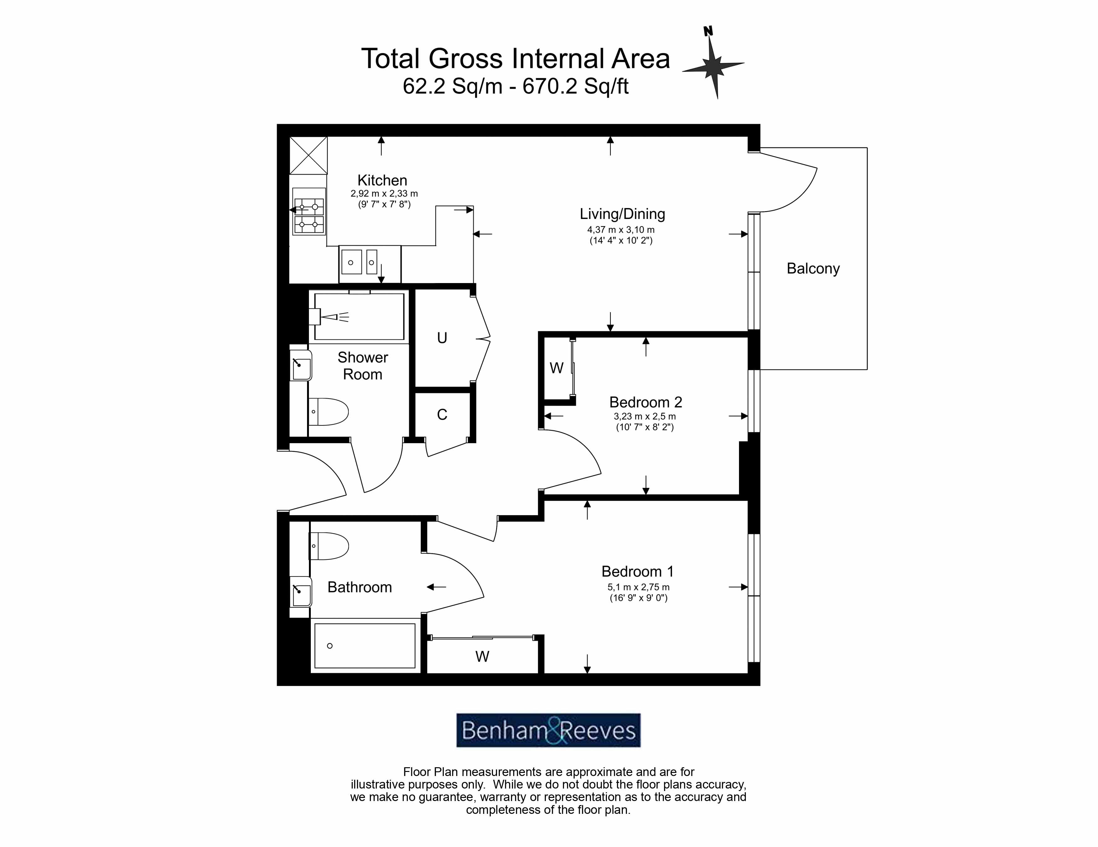 2  bedrooms flat to rent in Viola House, Greenleaf Walk, UB1-Floorplan