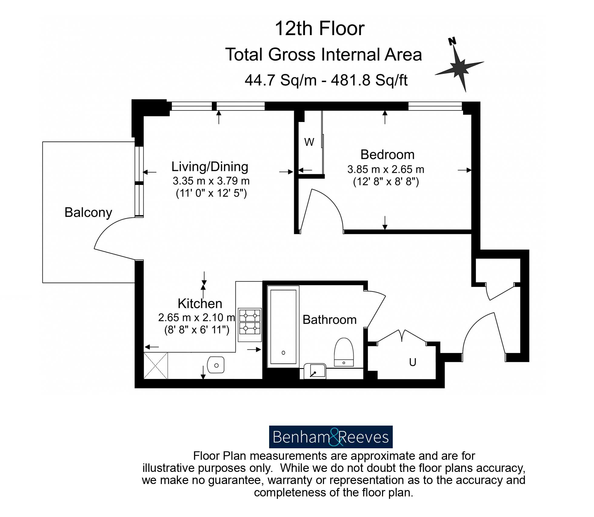 1  bedroom flat to rent in Viola House, Greenleaf Walk, UB1-Floorplan