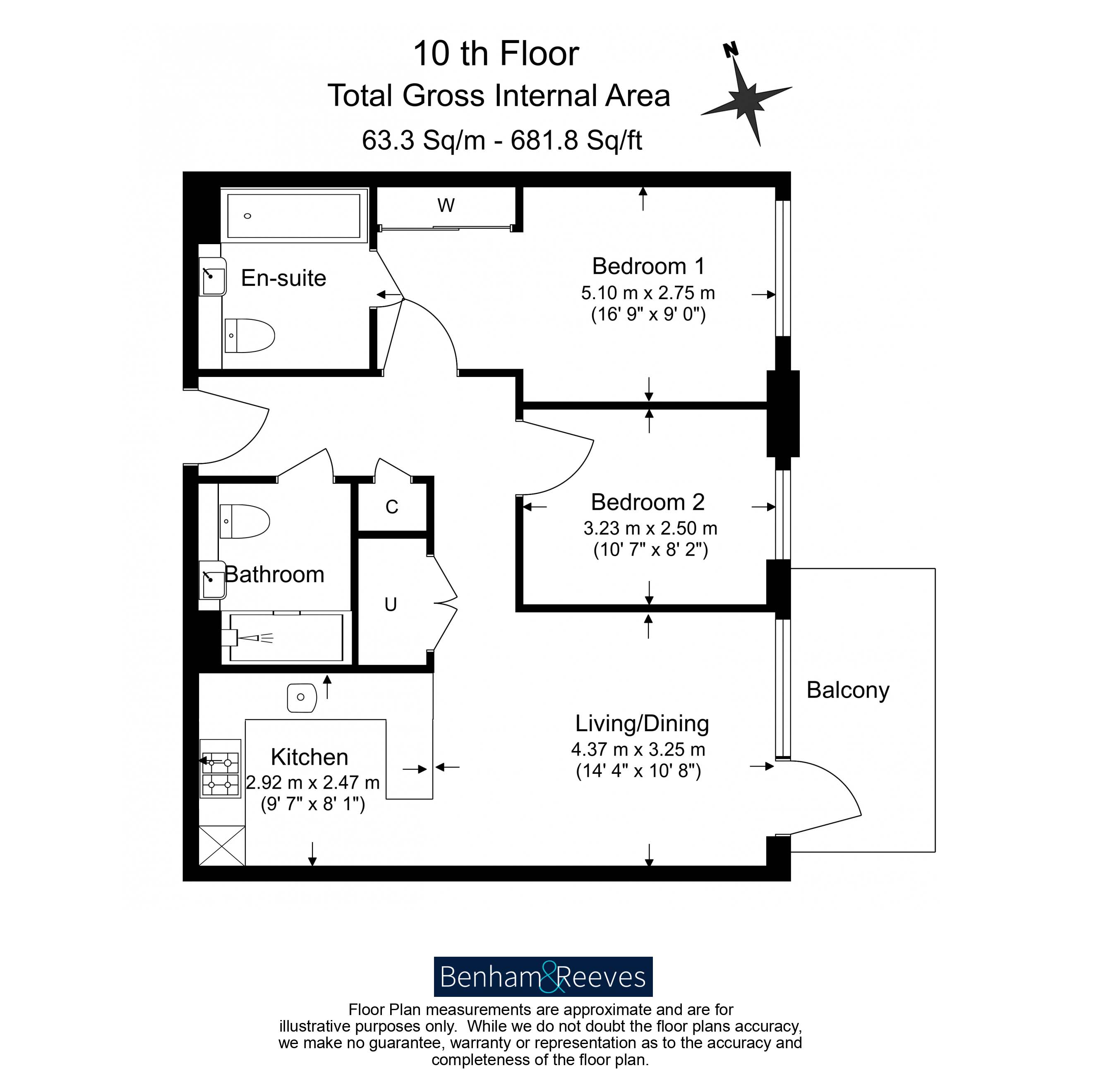 2  bedrooms flat to rent in Viola House, Greenleaf Walk, UB1-Floorplan