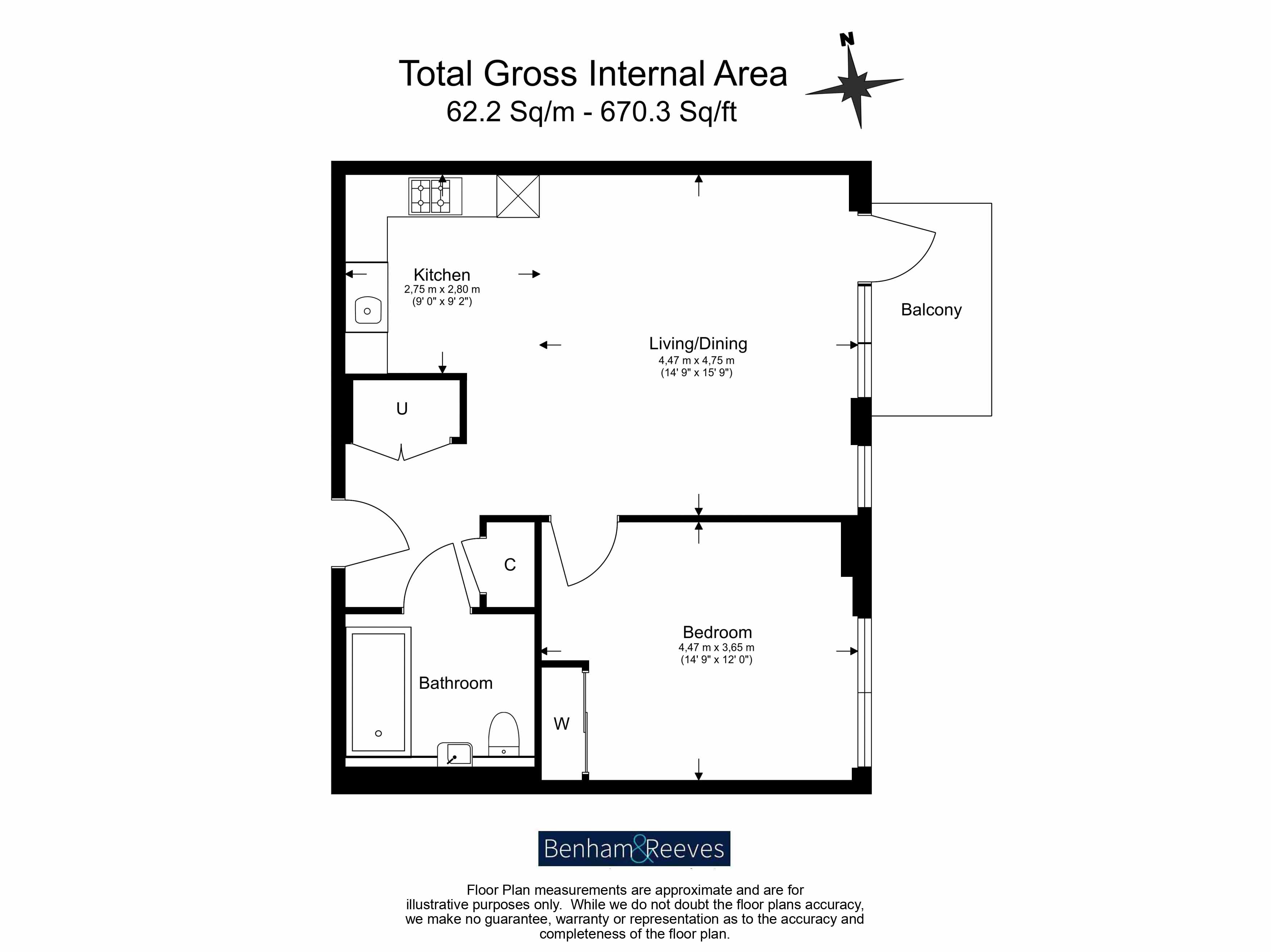 1 bedroom  for sale in Viola House, Greenleaf Walk, UB1-Floorplan