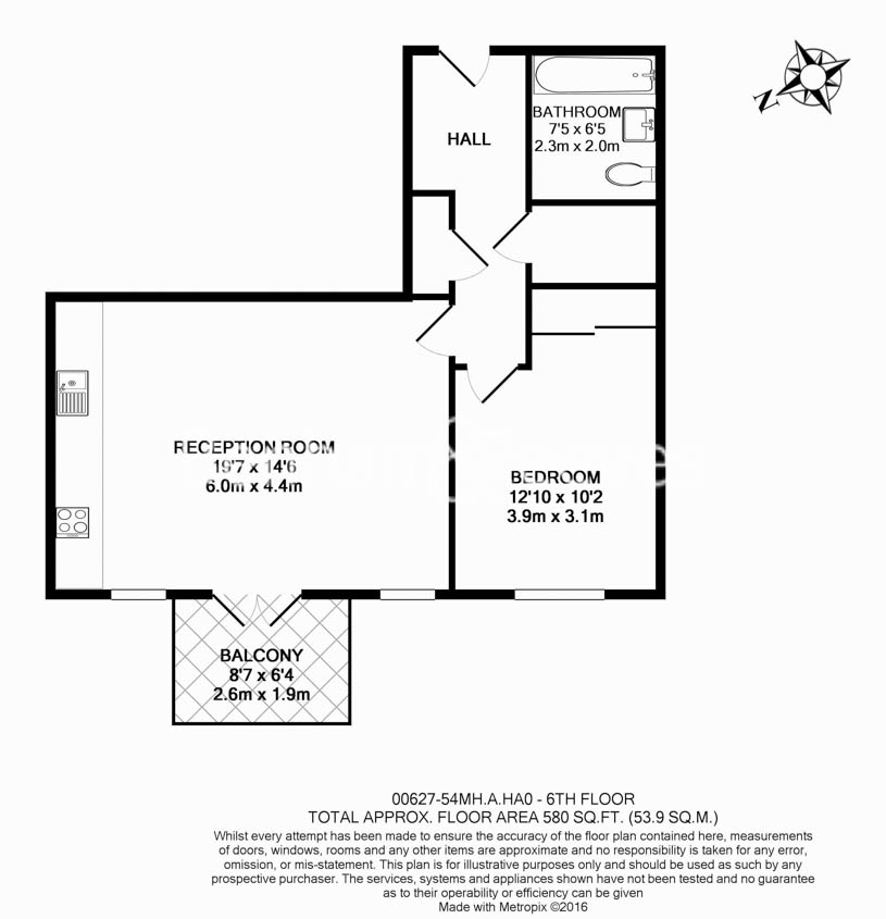 1  bedroom flat to rent in Hatton Road, Marsworth House, HA0-Floorplan