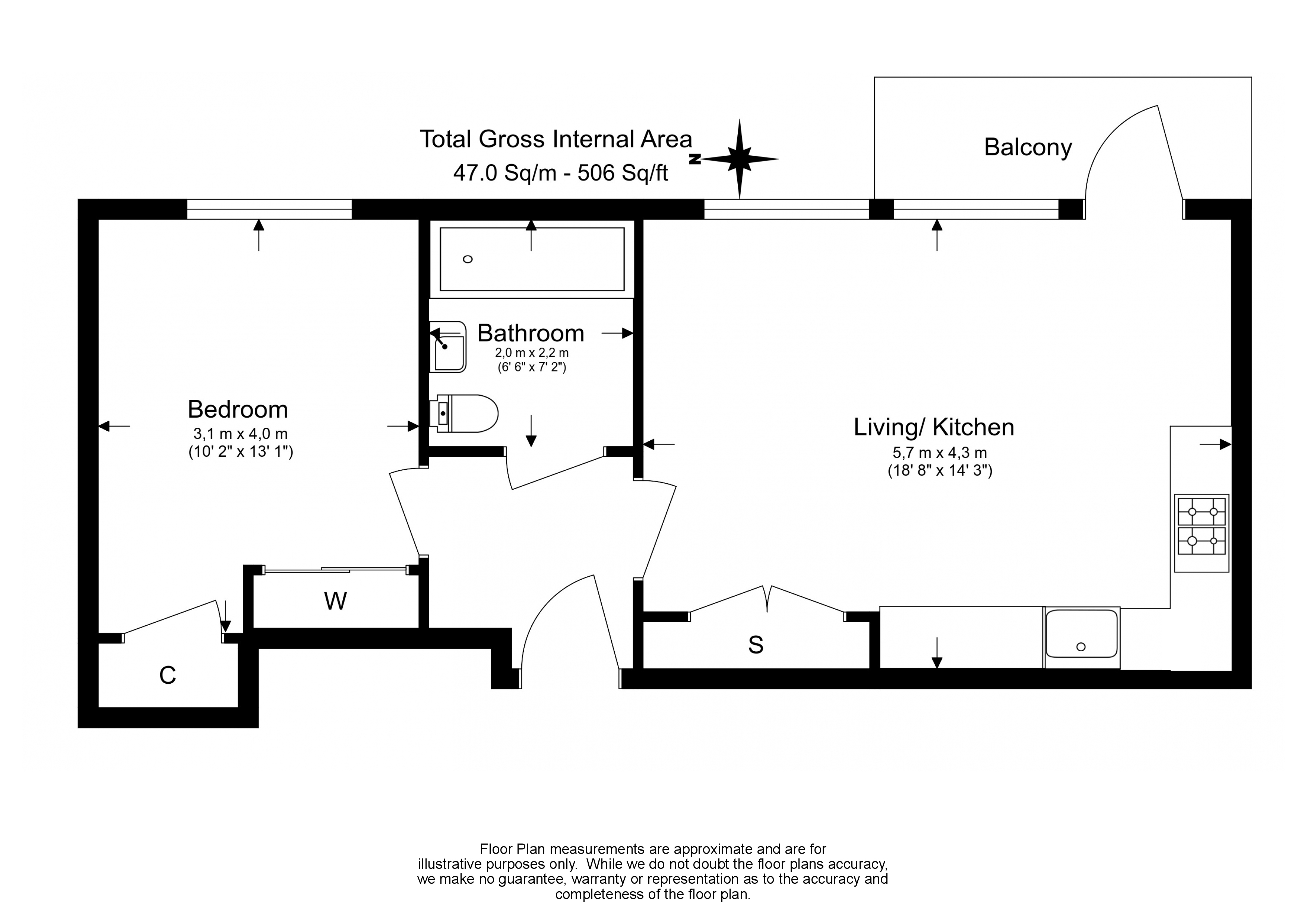 1  bedroom flat to rent in Hargrave Drive, Harrow, HA1-Floorplan