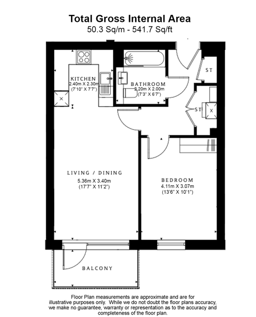 1 bedroom flat to rent in Meadowview Close, Harrow, HA1-Floorplan
