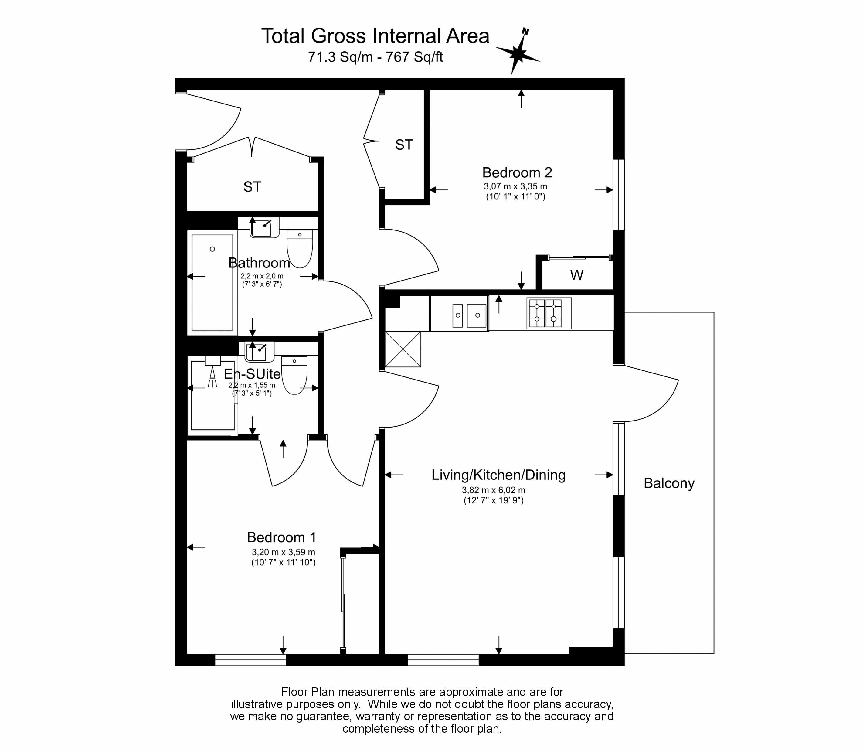 2  bedrooms flat to rent in Meadowview Close, Harrow, HA1-Floorplan