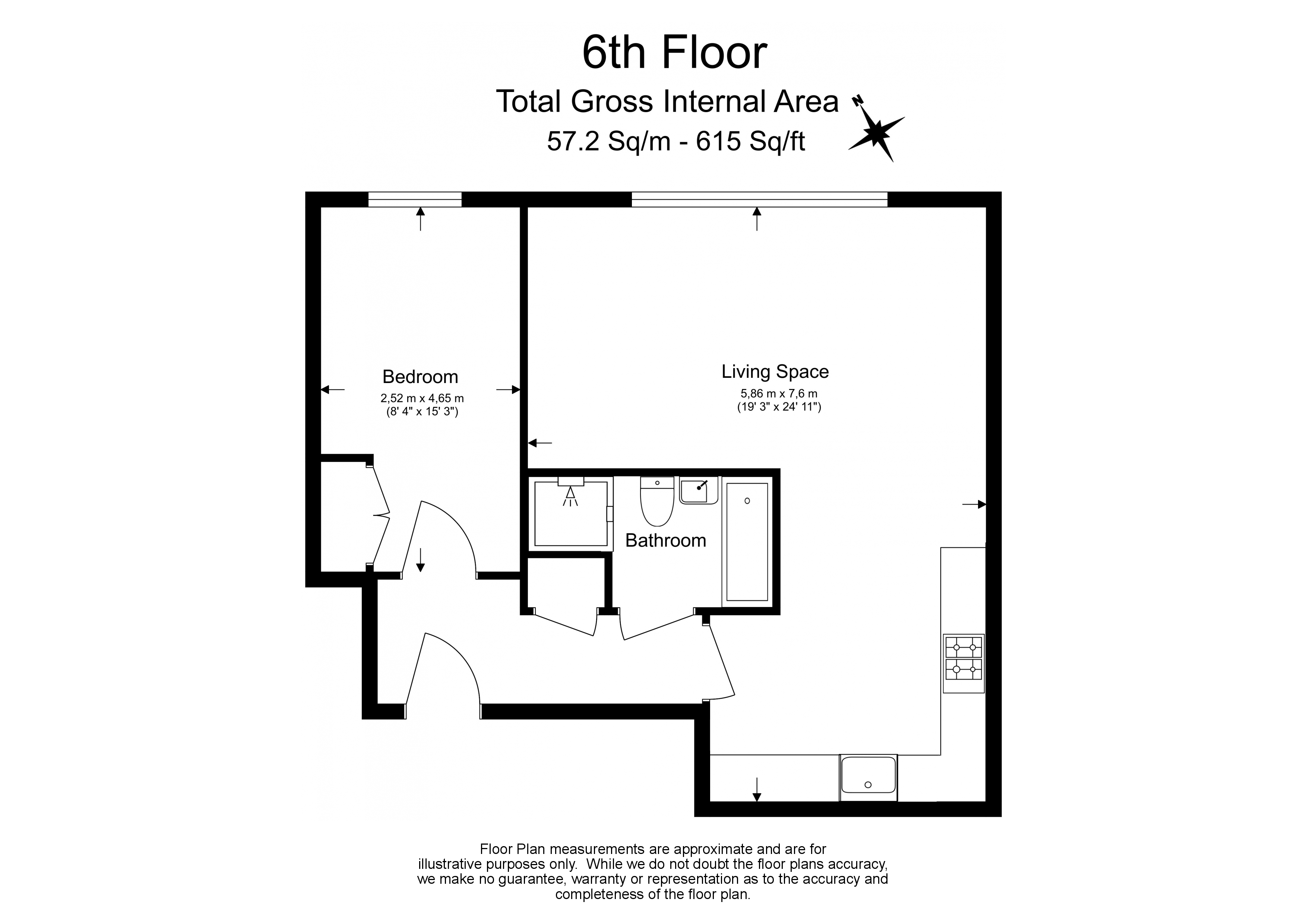 1  bedroom flat to rent in College Road, Harrow, HA1-Floorplan