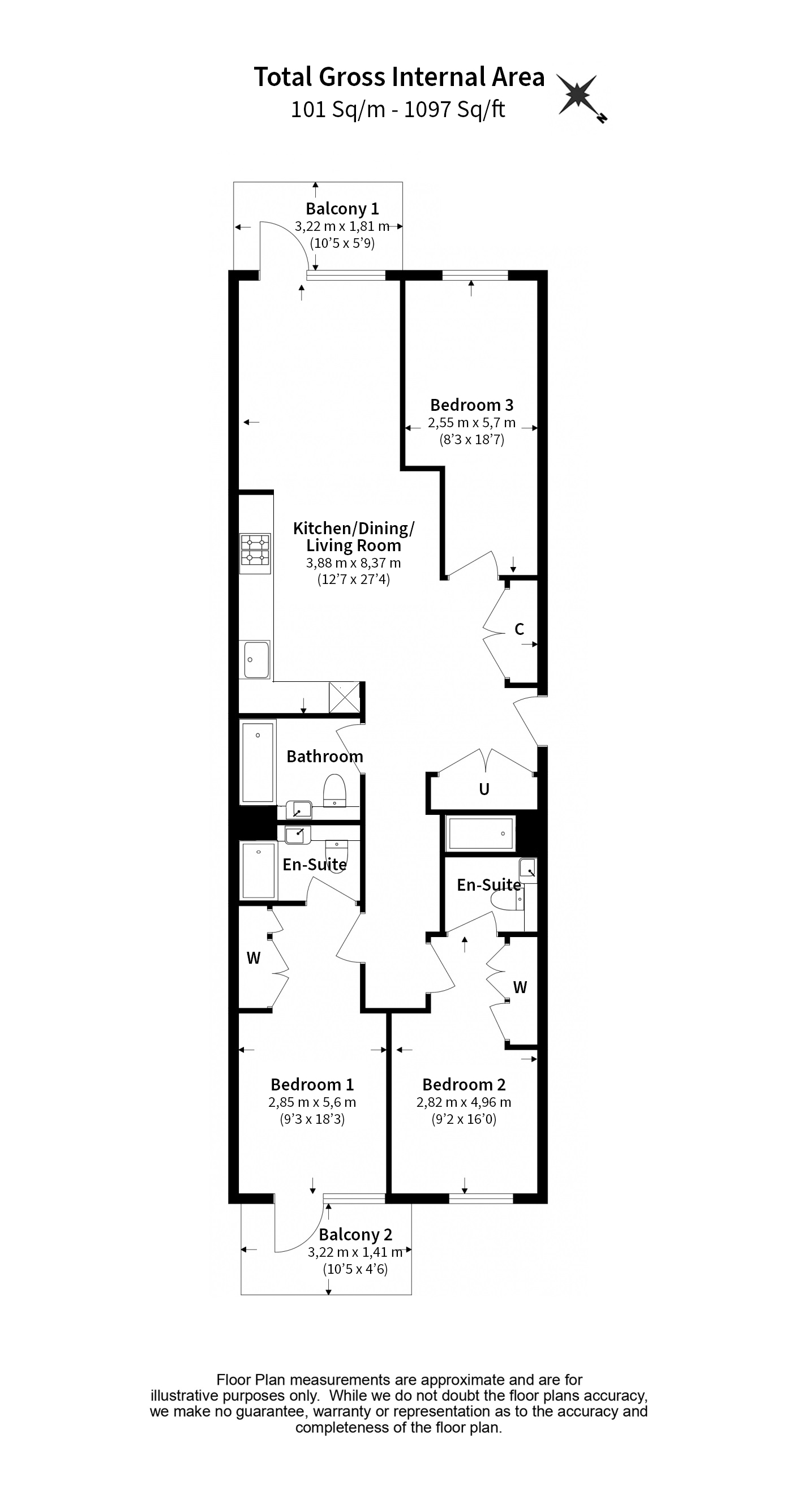 3 bedrooms flat to rent in Belgrave Road, Wembley, HA0-Floorplan