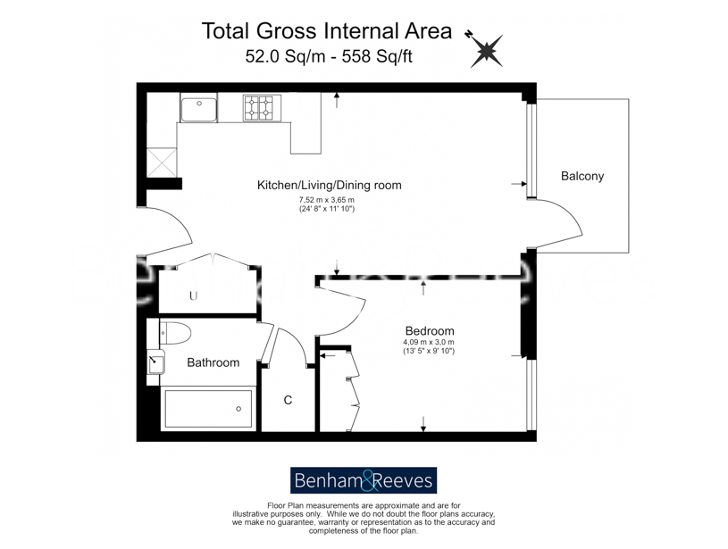 1  bedroom flat to rent in Quay Walk, Grand Union, Wembley, HA0-Floorplan