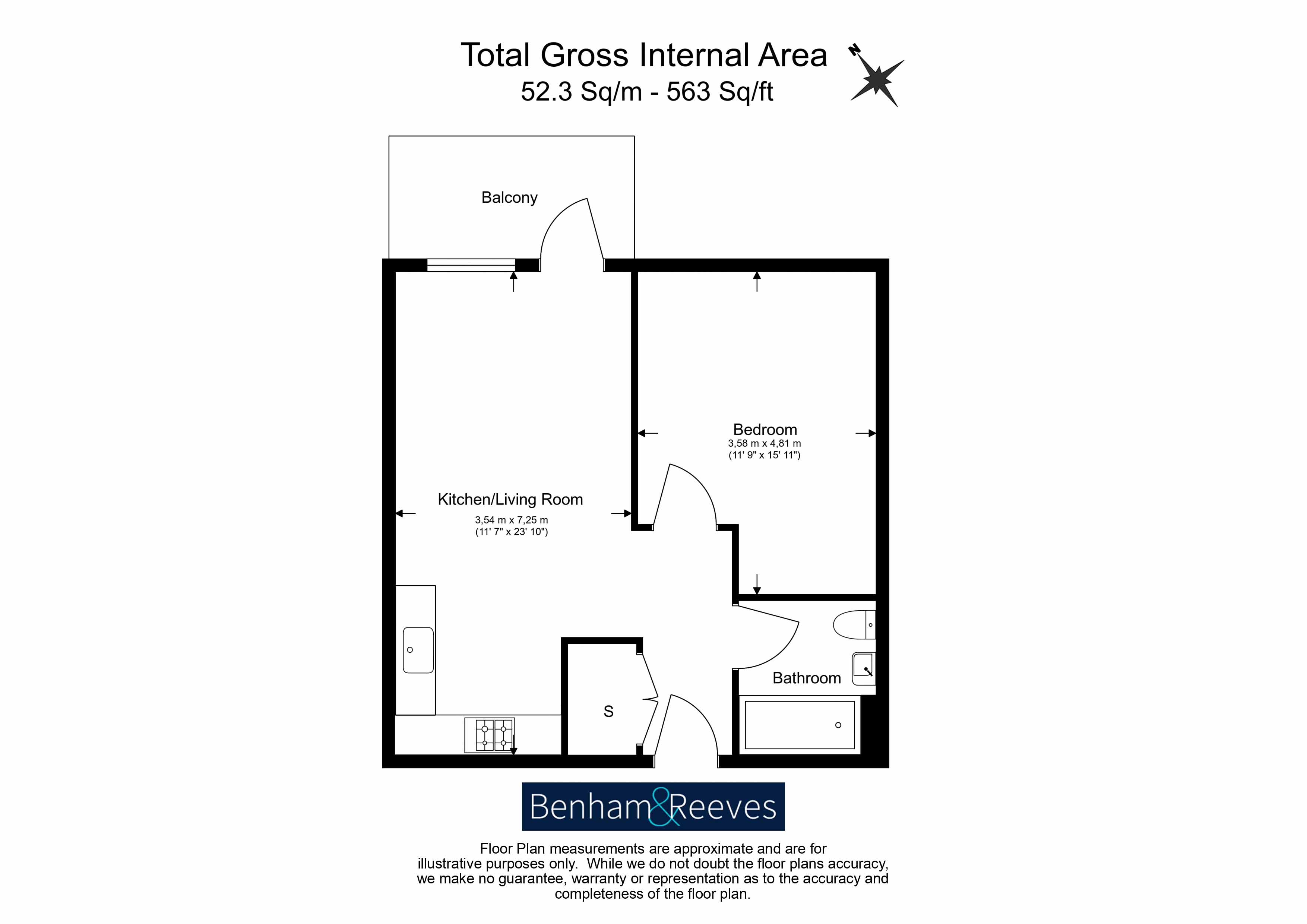 1  bedroom flat to rent in Donovan Way, Harrow, HA1-Floorplan