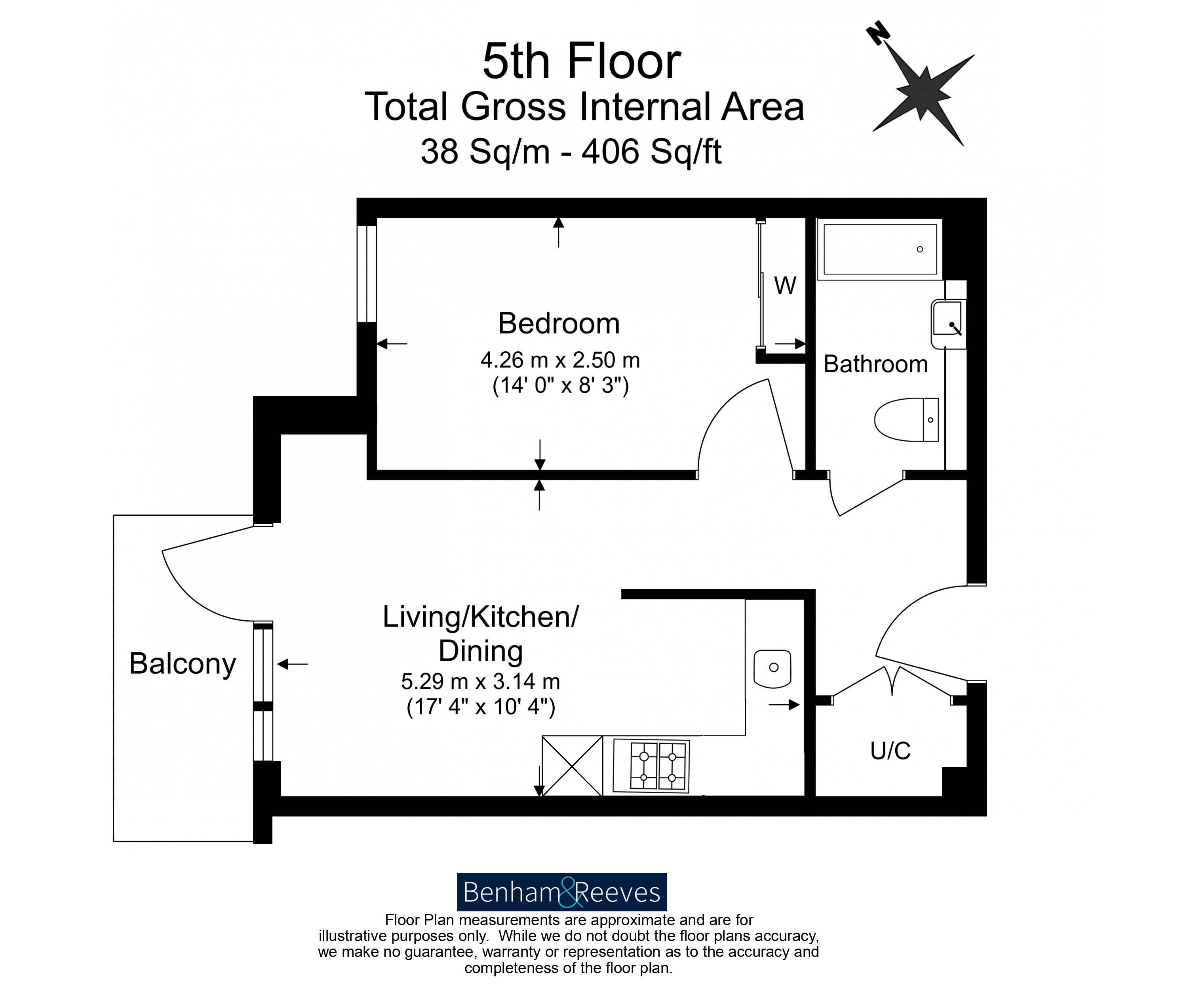 1 bedroom  for sale in Brook Avenue, Wembley Park, HA9-Floorplan