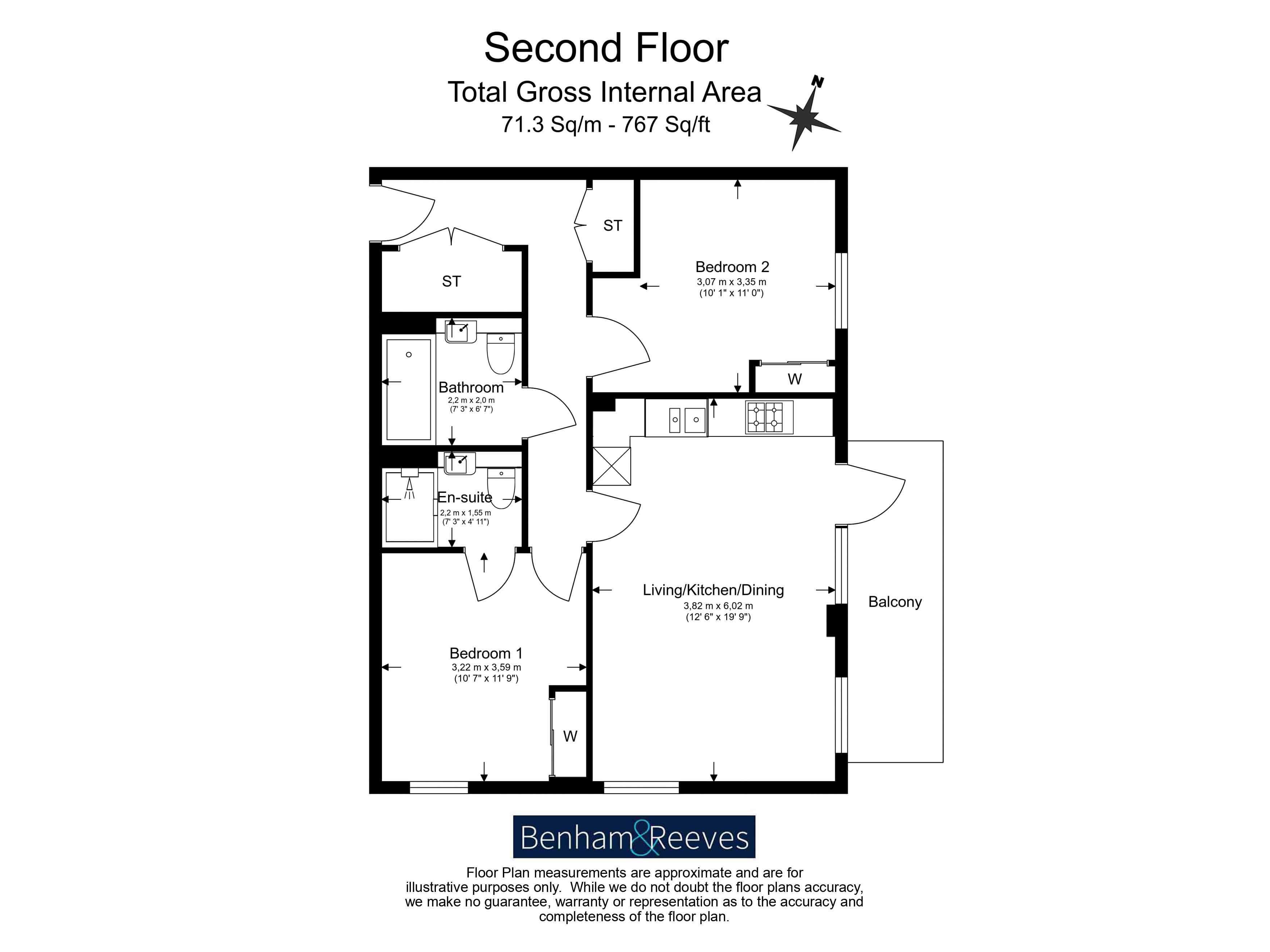 2  bedrooms flat to rent in Meadowview Close, Harrow, HA1-Floorplan