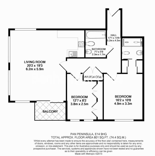 2  bedrooms flat to rent in Pan Peninsula Square, Canary Wharf, E14-Floorplan