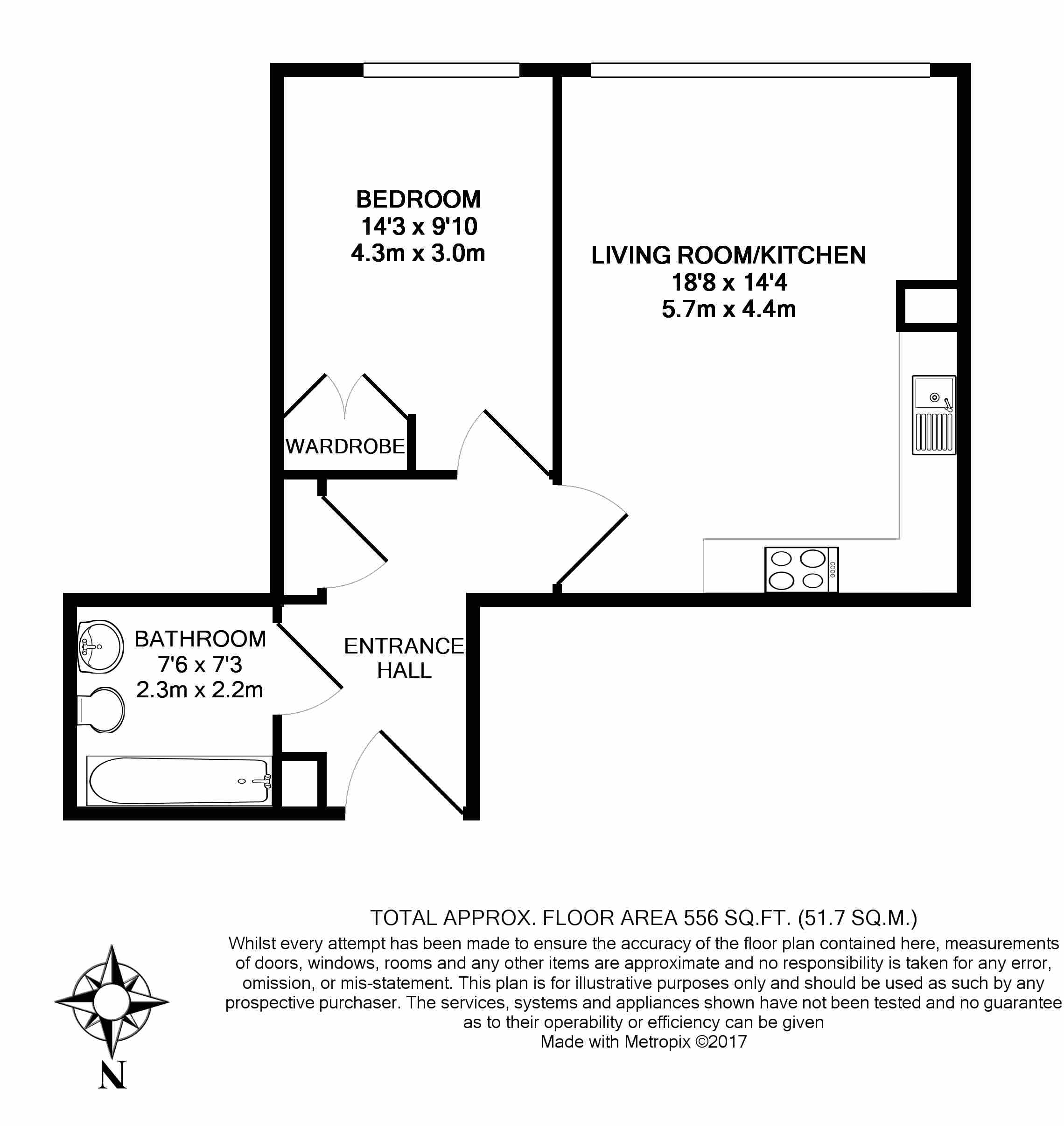 1 bedroom  for sale in Landmark East, Canary Wharf, E14-Floorplan