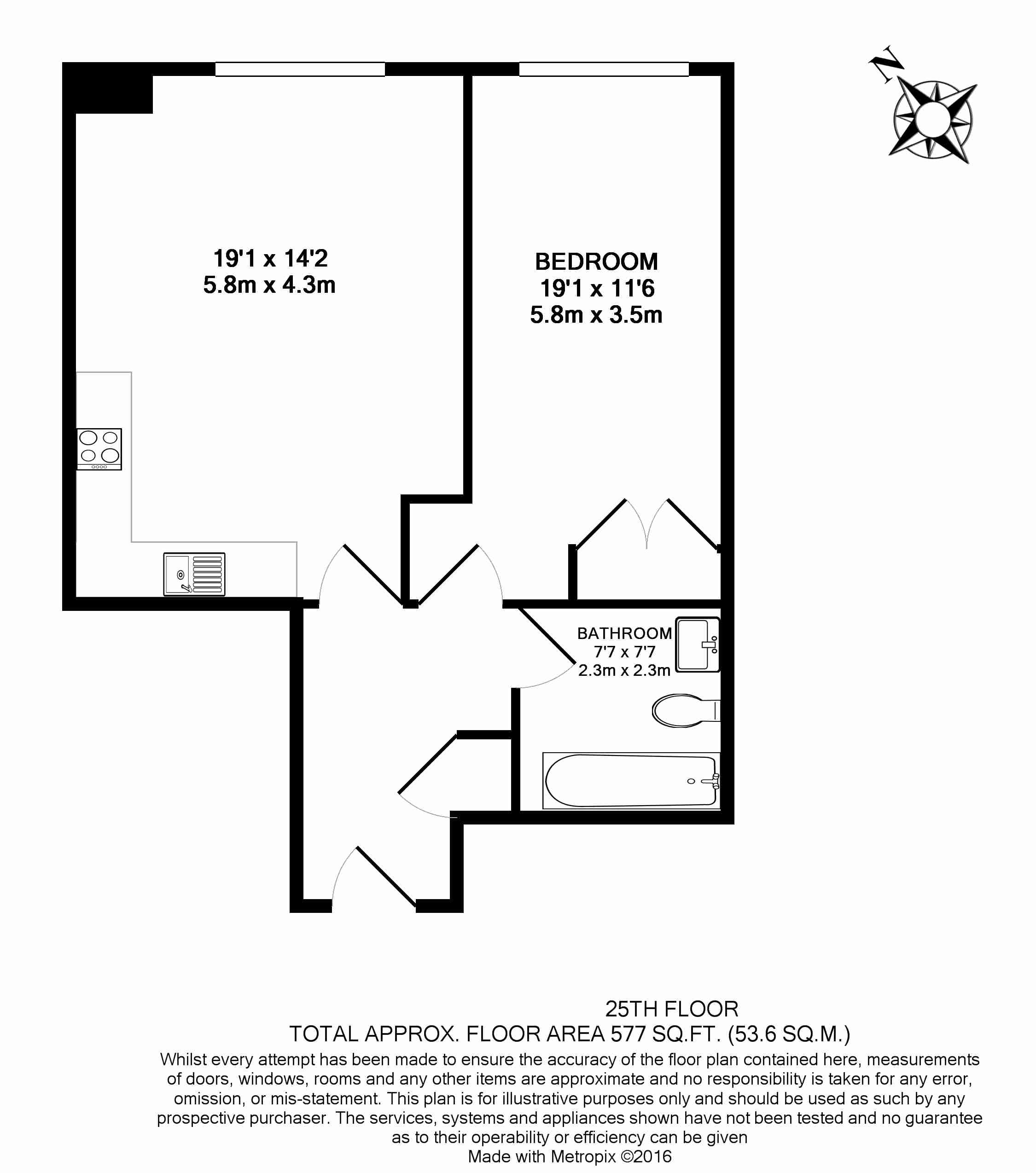 1 bedroom house to rent in Marsh Wall, Canary Wharf, E14-Floorplan