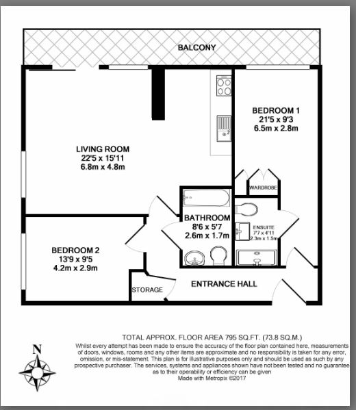 2 bedrooms flat to rent in Aqua Vista Square, Bow, E3-Floorplan