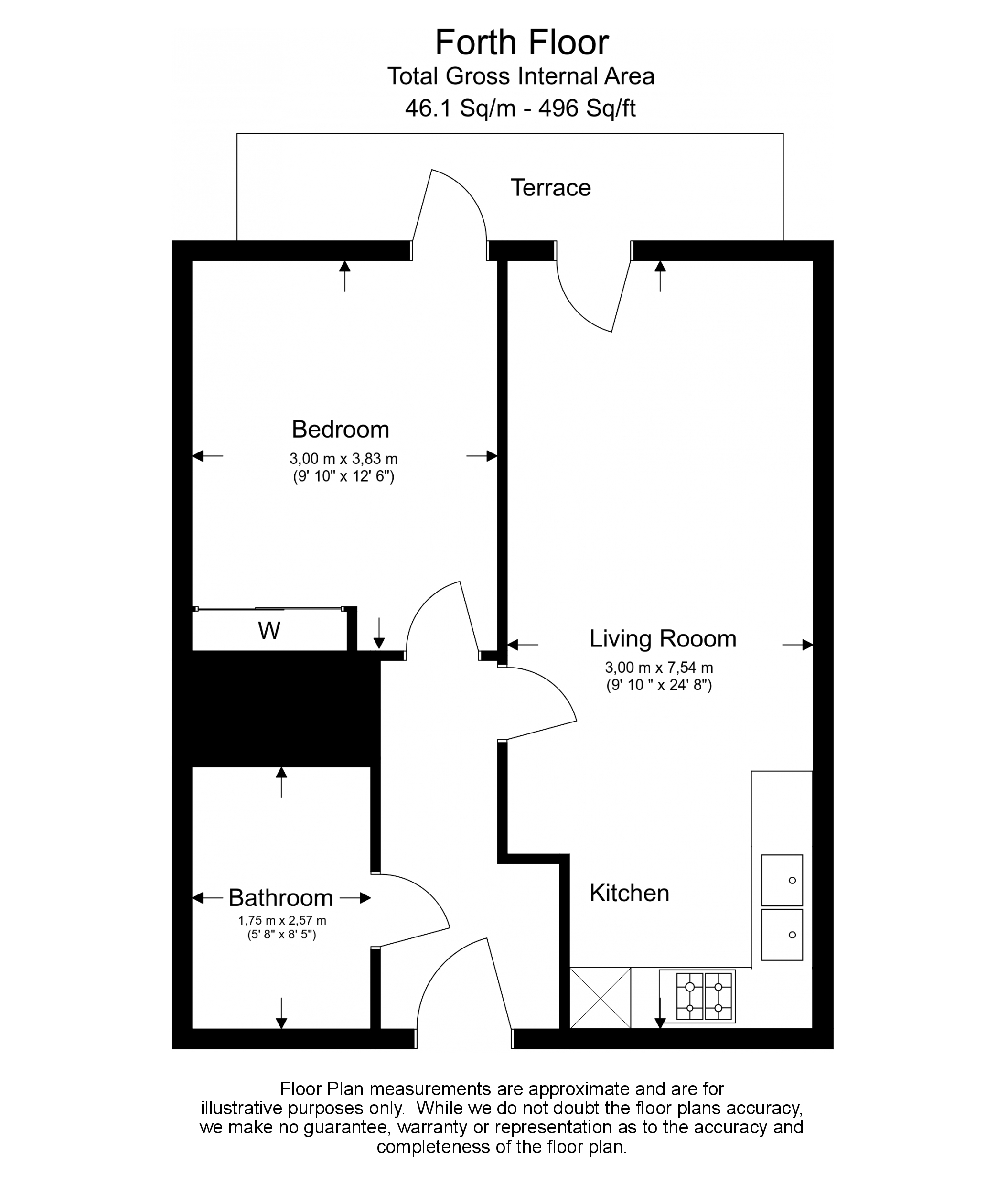 1 bedroom flat to rent in Werner Court, Aqua Vista Square, E3-Floorplan