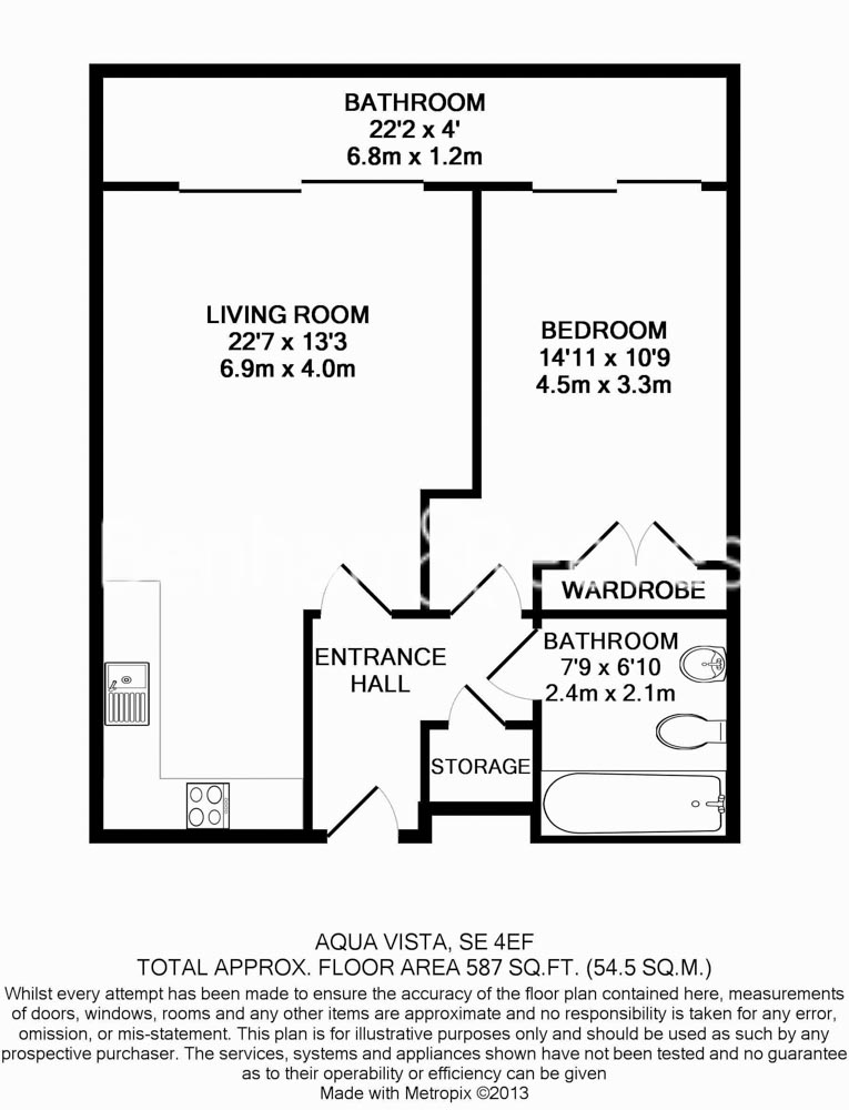 1  bedroom flat to rent in Craig Tower, Aqua Vista Square, E3-Floorplan