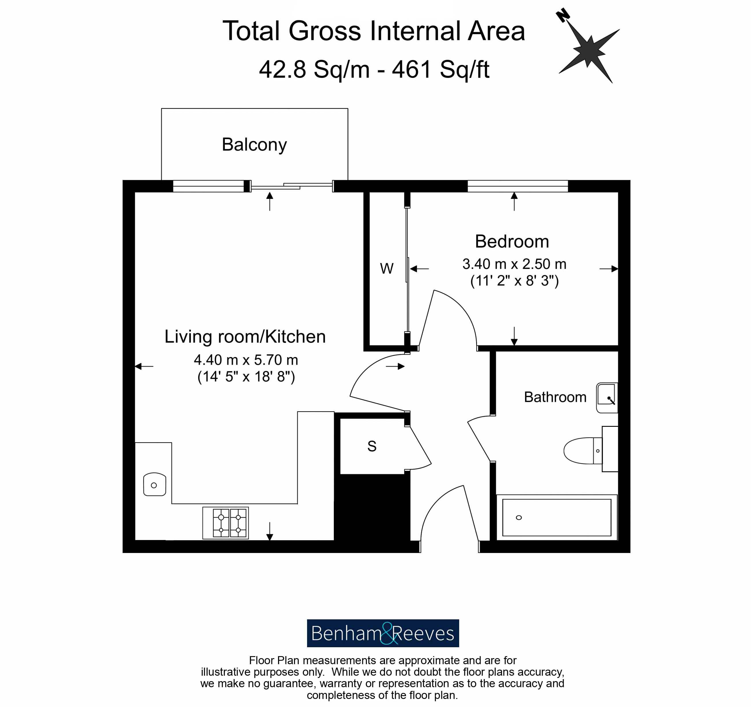 1 bedroom  for sale in Pan Peninsula Square, Canary Wharf, E14-Floorplan