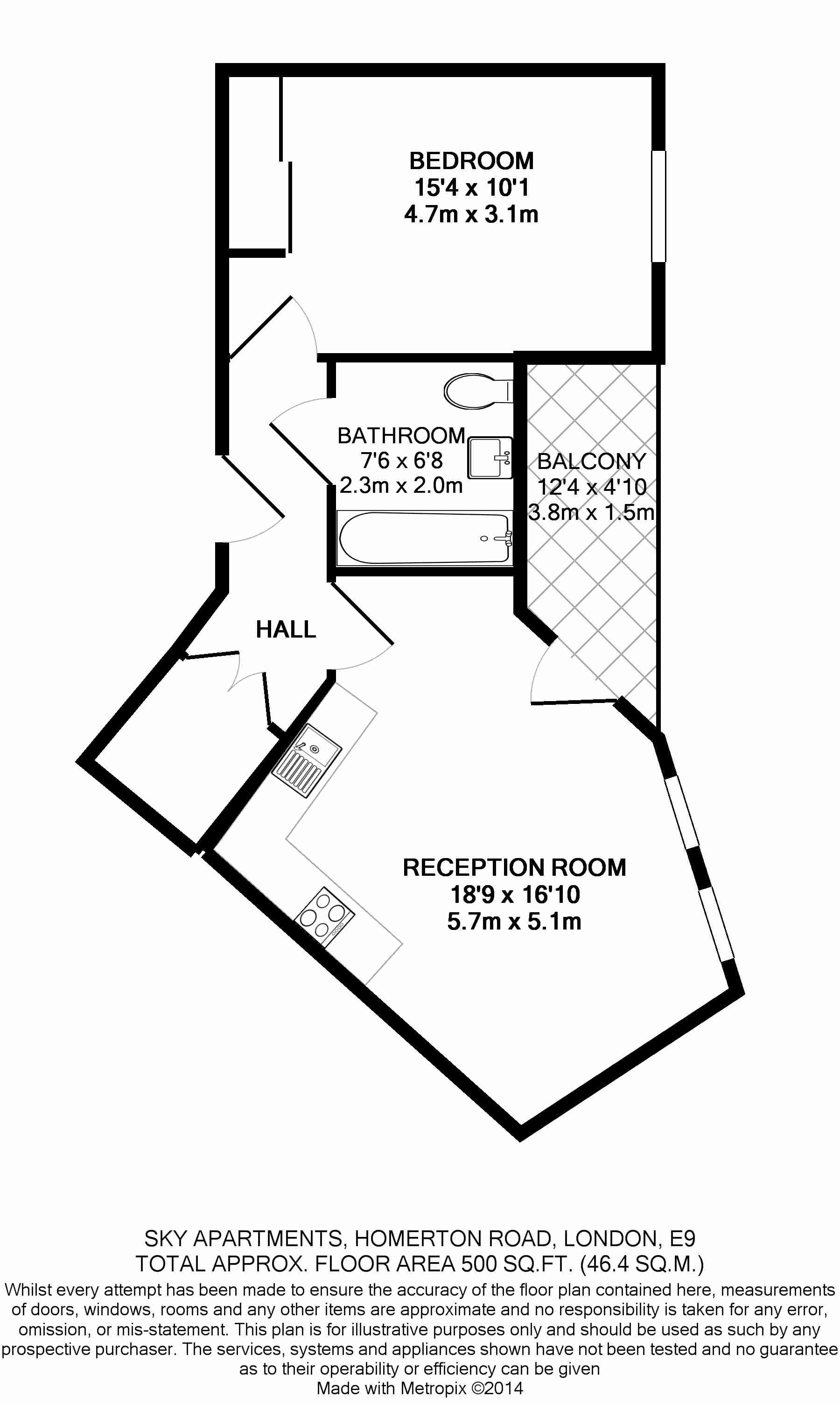 1 bedroom flat to rent in Matchmakers, Homerton, E9-Floorplan