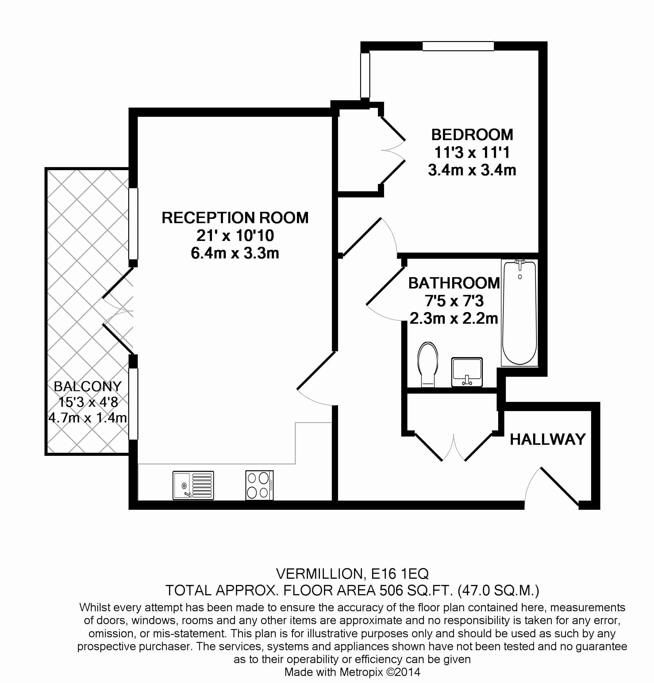 1  bedroom flat to rent in Vermillion, Barking Road, E16-Floorplan